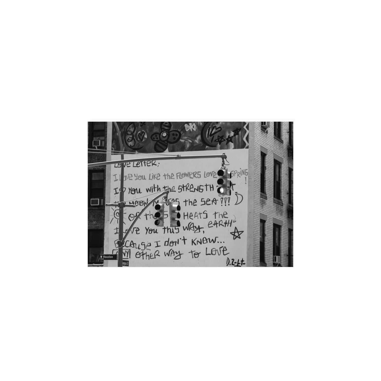Love Letter New York NYC Black & White wall art A4, 29.7 x 21 cm unframed fine art canvas
