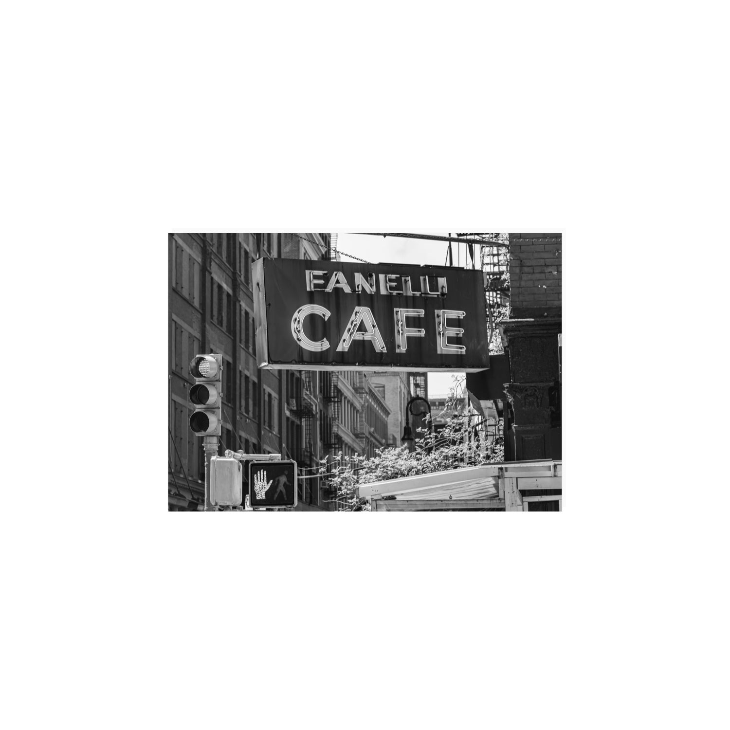 Soho Neon New York NYC Black & White wall art A4, 29.7 x 21 cm unframed fine art canvas