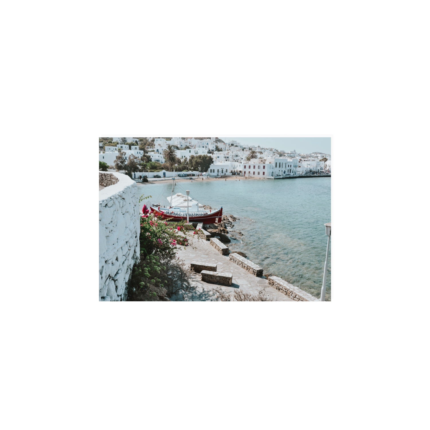 Harika Mykonos Greek island wall art A4, 29.7 x 21 cm unframed fine art canvas