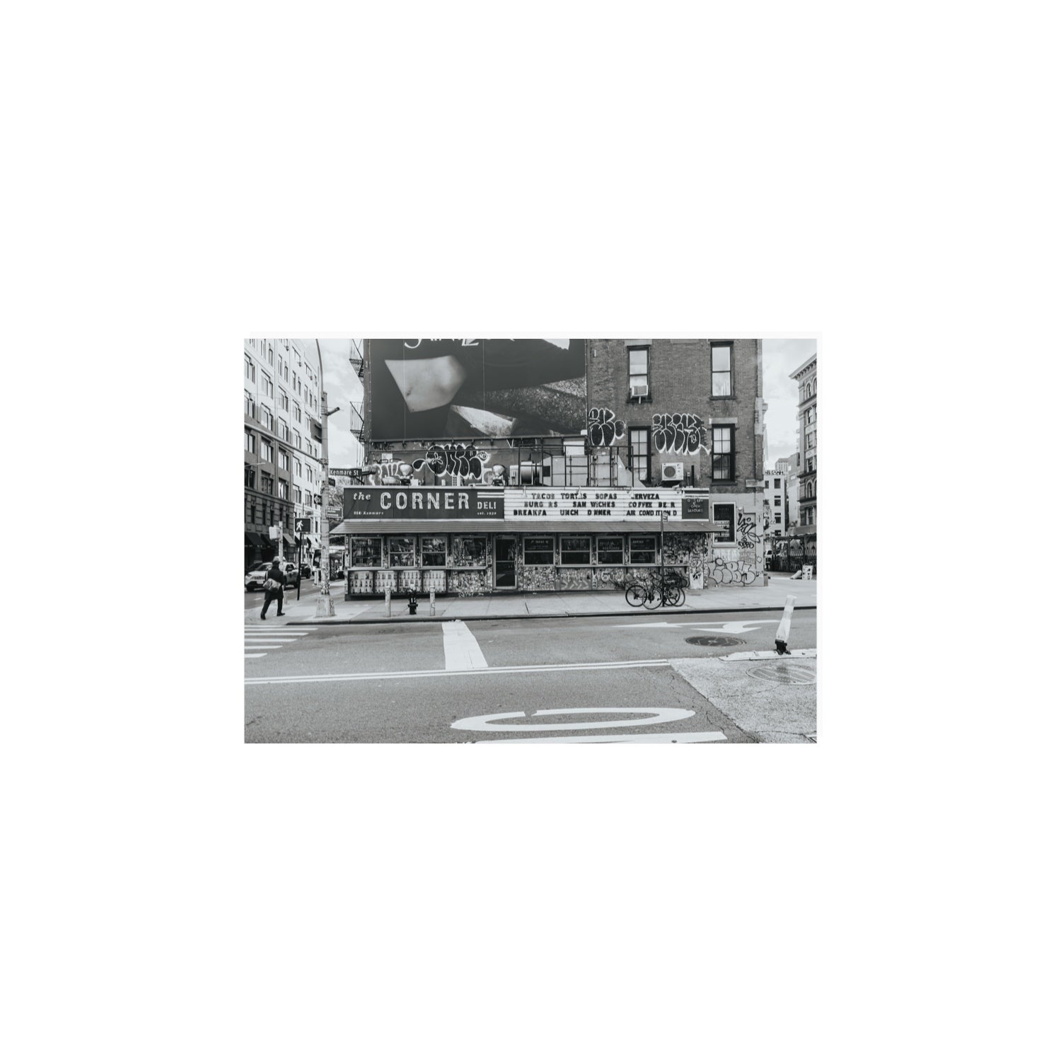 Kenmare Street New York NYC Black & White wall art A4, 29.7 x 21 cm unframed fine art canvas
