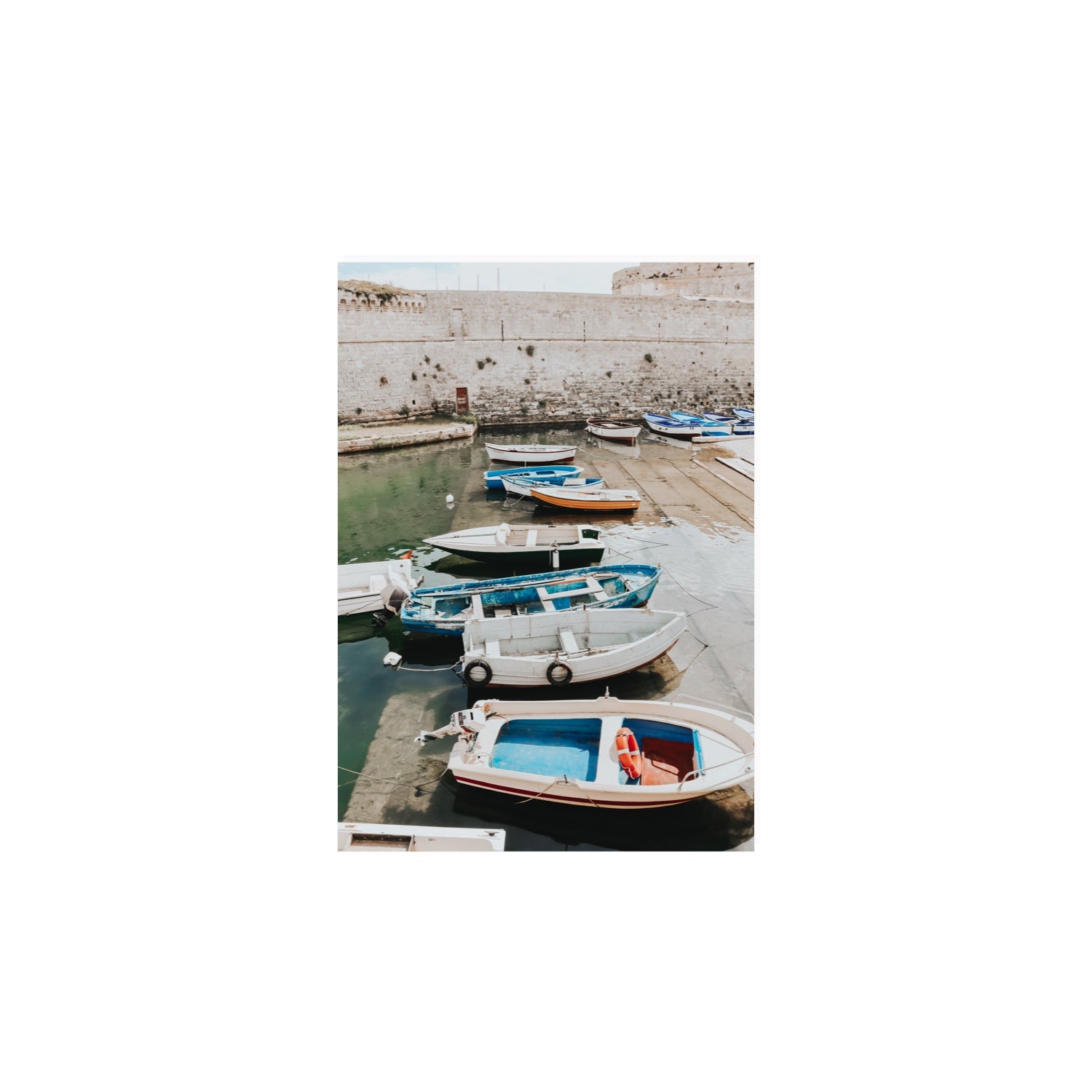 Harbour Palette Puglia coastal photography wall art A4, 29.7 x 21 cm unframed fine art canvas
