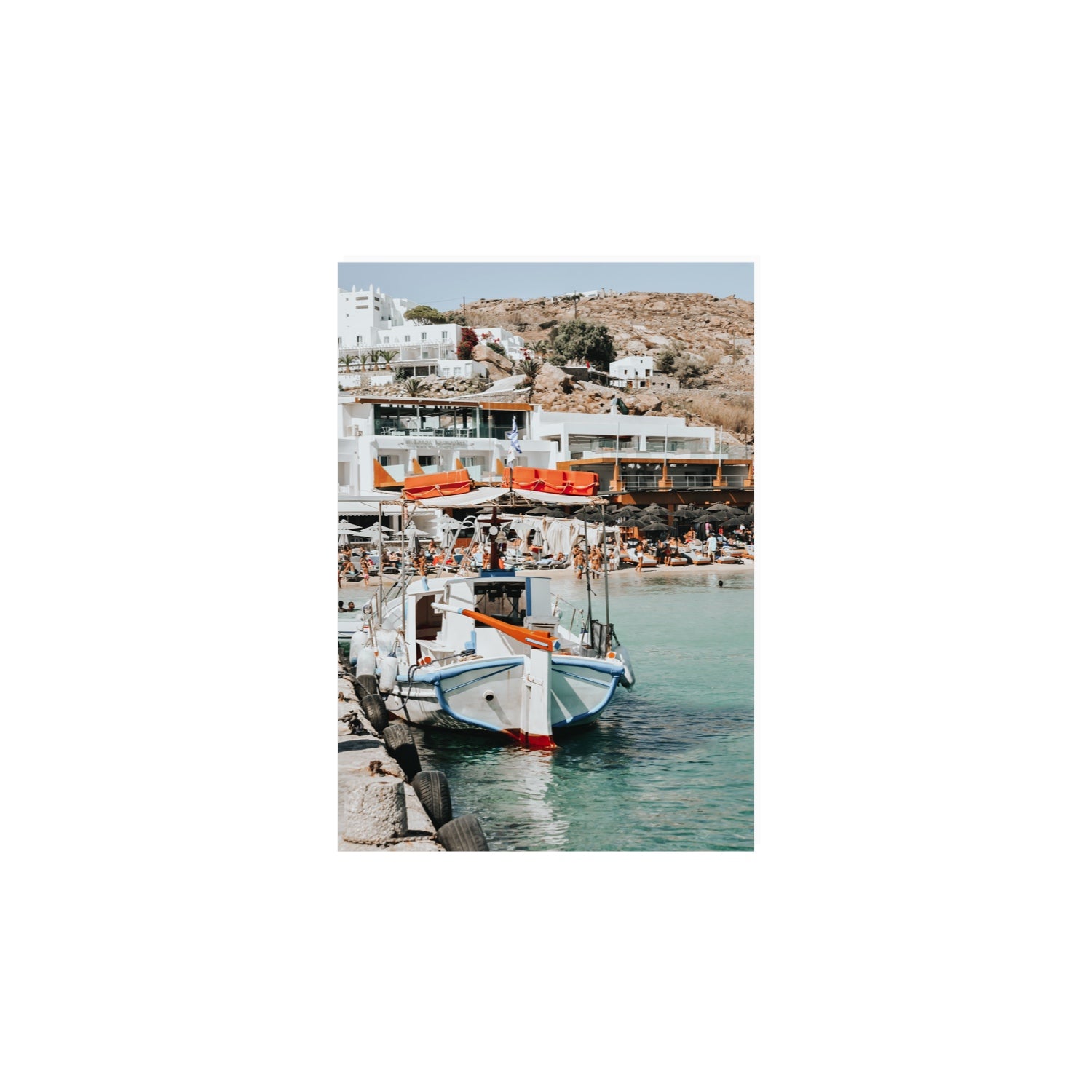 Travel In Style Mykonos Greek island wall art A4, 29.7 x 21 cm unframed fine art canvas