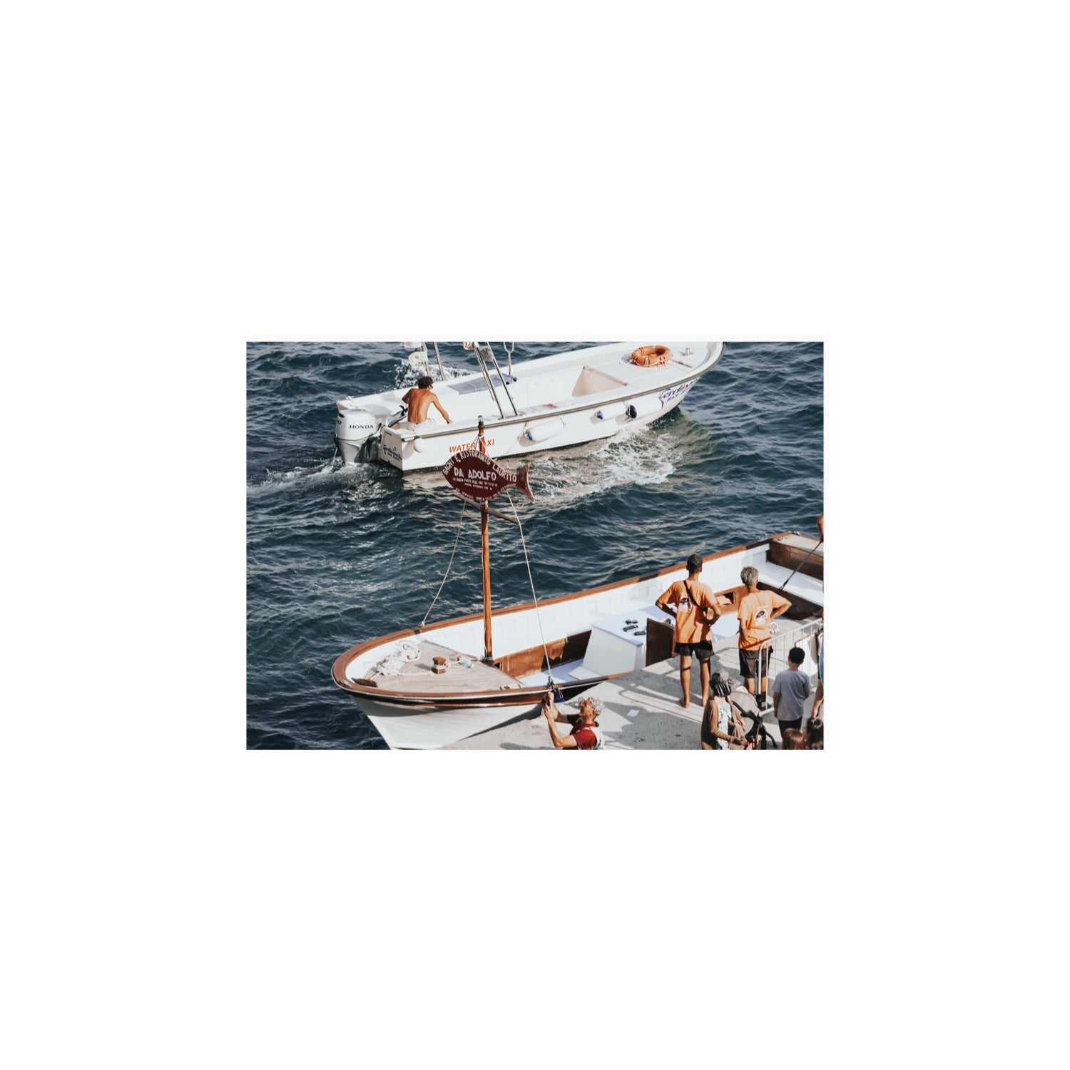 Water Taxi Positano wall art A4, 29.7 x 21 cm unframed fine art canvas
