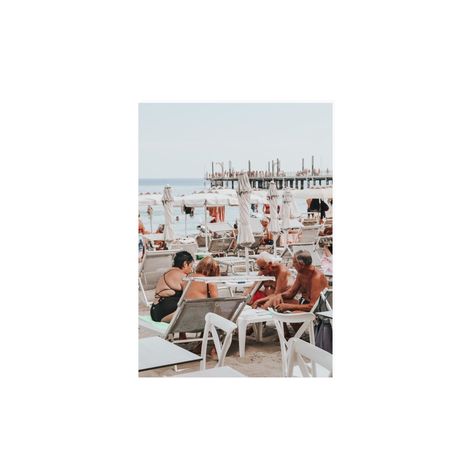 Salted Shuffle fine art print, Alassio, Italy, people and locals artwork, A3 · 42 x 29.7 cm, Unframed, Fine Art Canvas