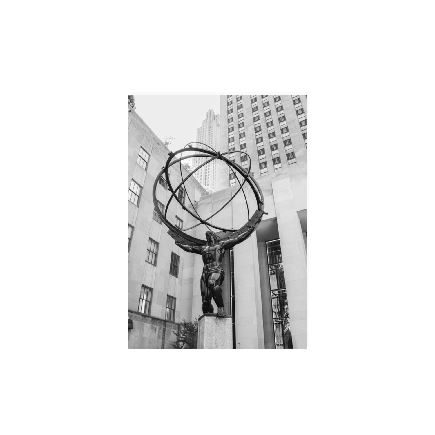 Atlas Ascends New York NYC Black & White wall art A3, 42 x 29.7 cm unframed fine art canvas