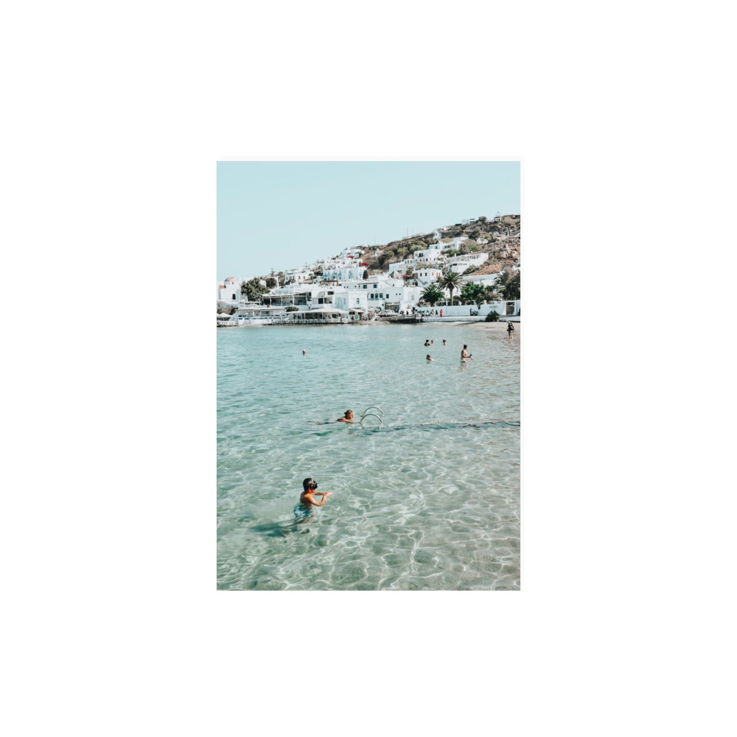 Beside The Seaside Mykonos beach Greek island wall art A3, 42 x 29.7 cm unframed fine art canvas
