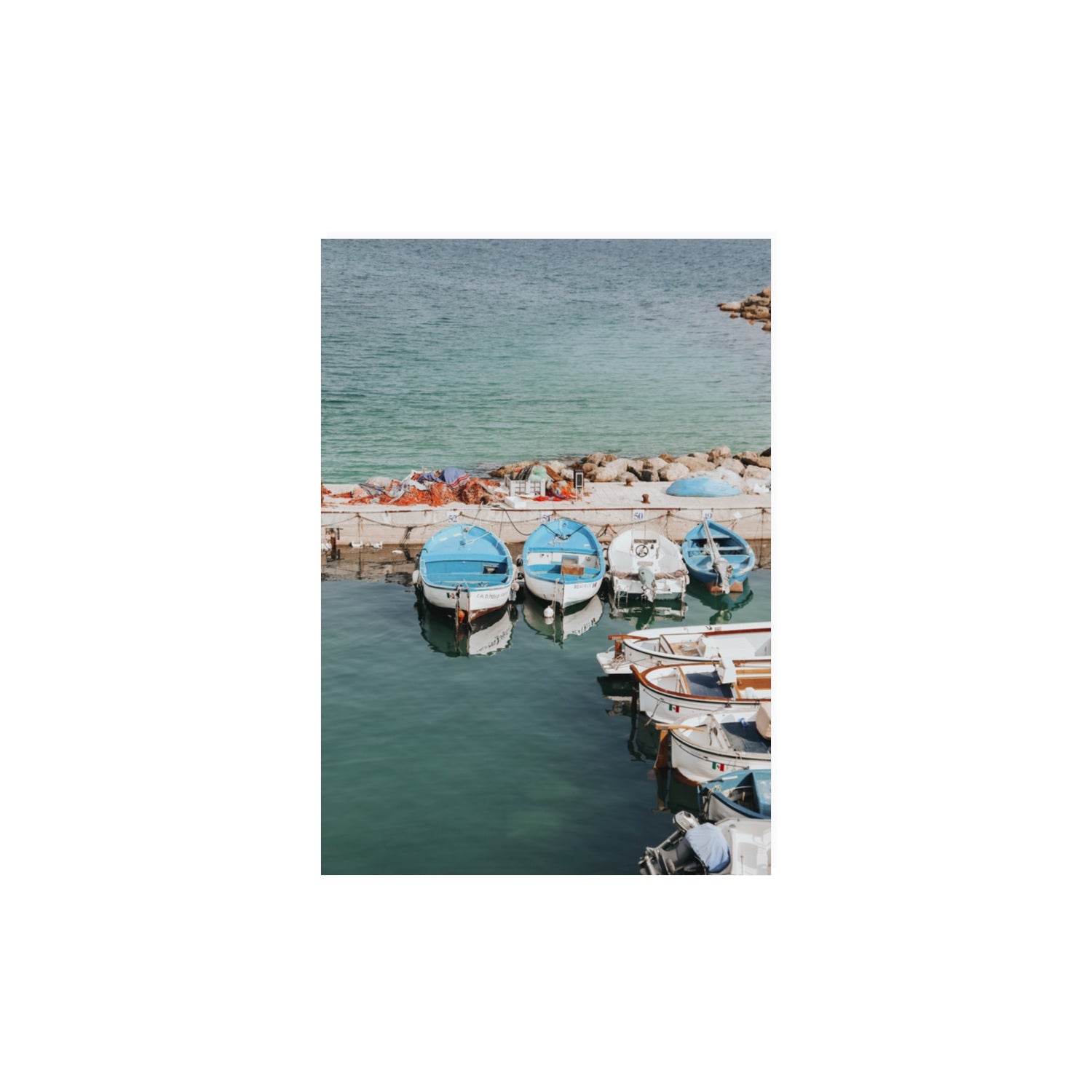 Maritime Memories Puglia Harbour Reflections coastal wall art A3, 42 x 29.7 cm unframed fine art canvas