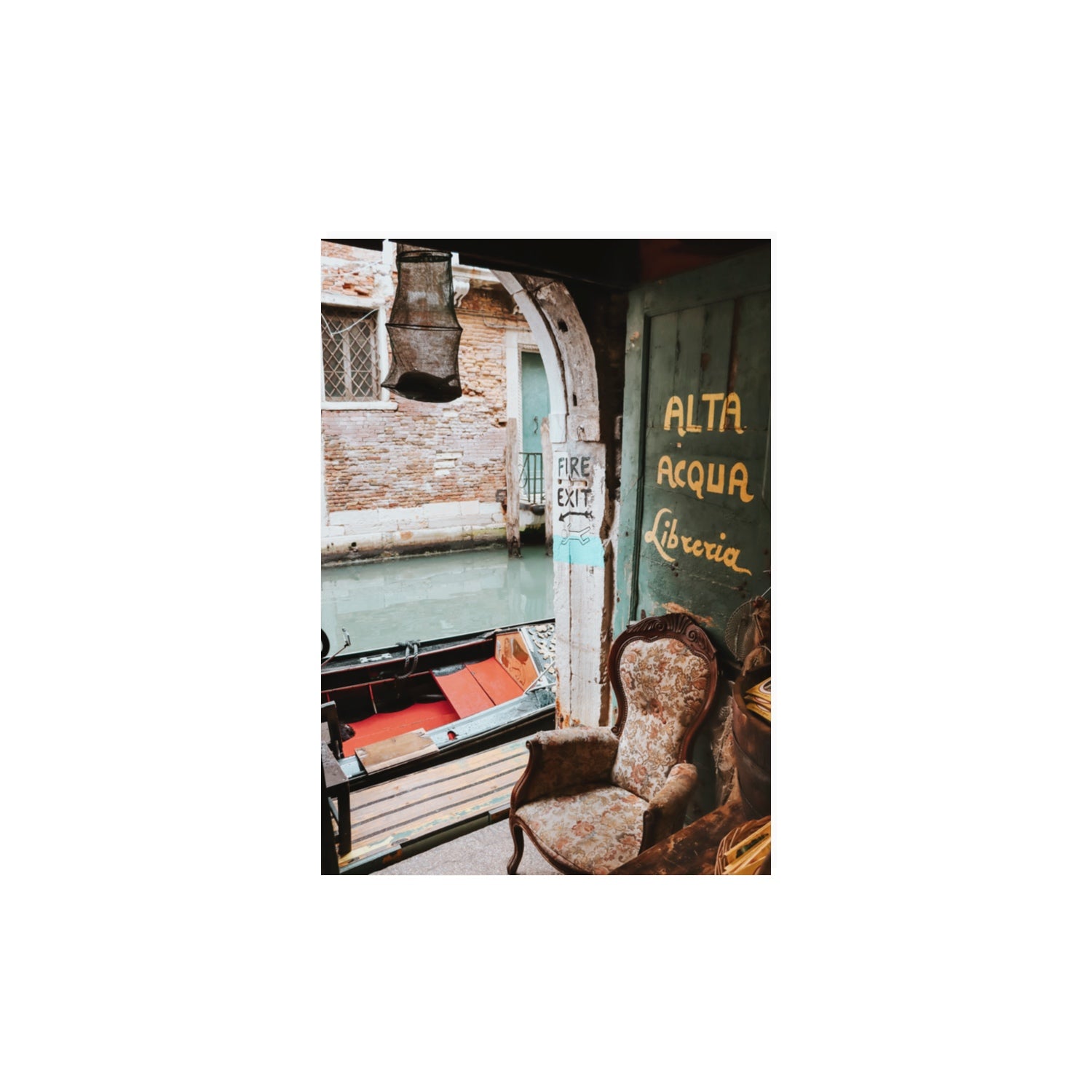 Alta Acqua Venice Bookstore wall art A3, 42 x 29.7 cm unframed fine art canvas