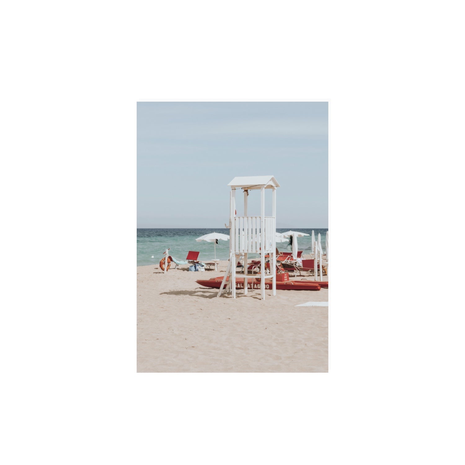 Barefoot Bliss Puglia beach Italian coastal decor wall art A3, 42 x 29.7 cm unframed fine art canvas