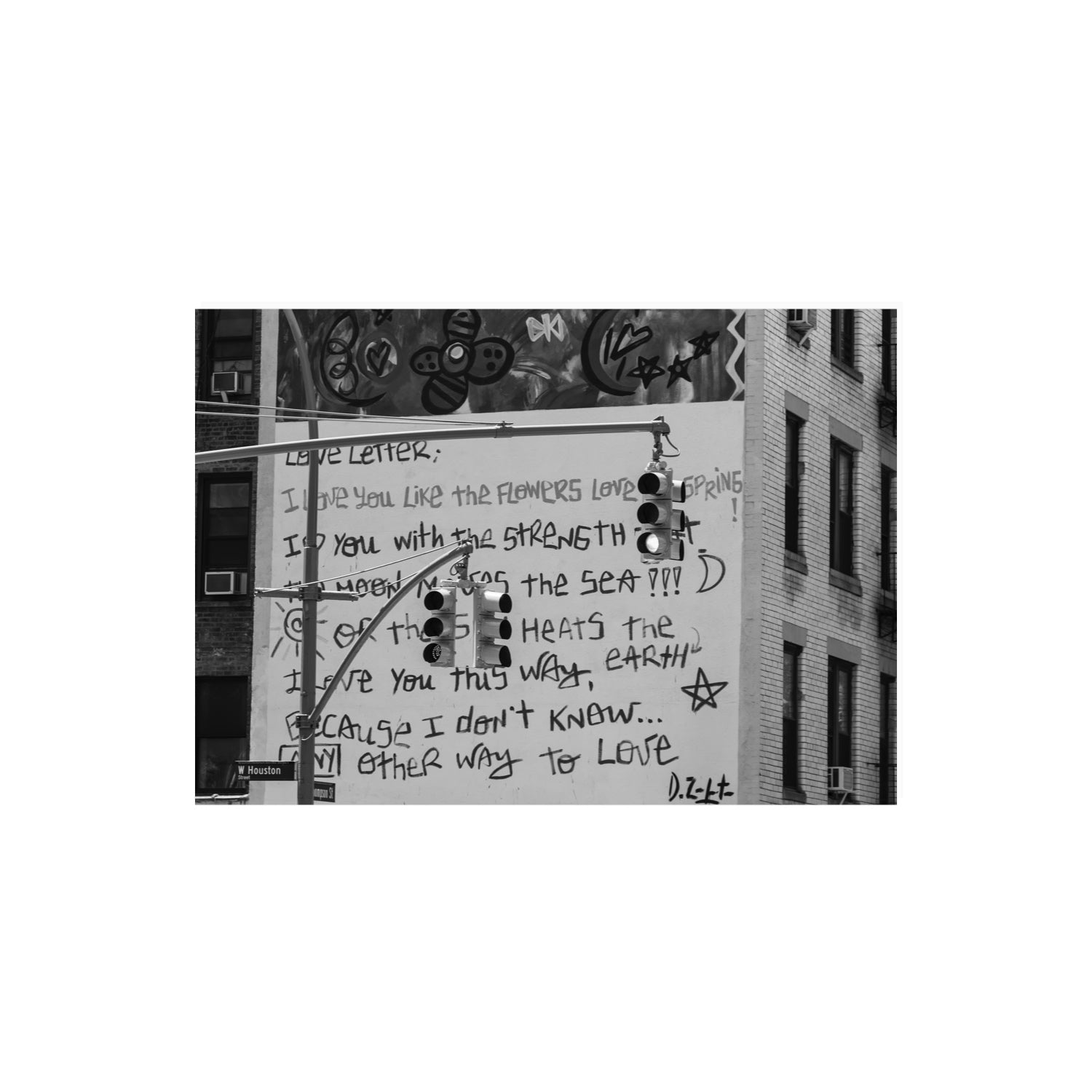 Love Letter New York NYC Black & White wall art A2, 59.4 x 42 cm unframed fine art canvas