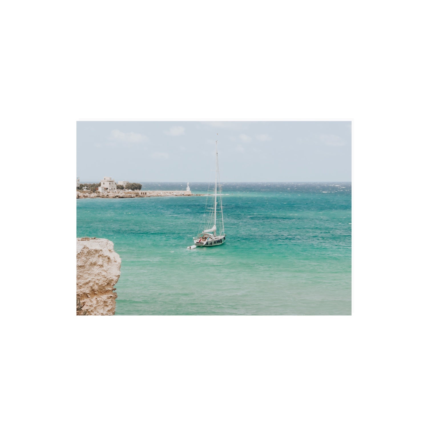 Adriatic Escape Puglia Italian coastal decor wall art A2, 59.4 x 42 cm unframed fine art canvas