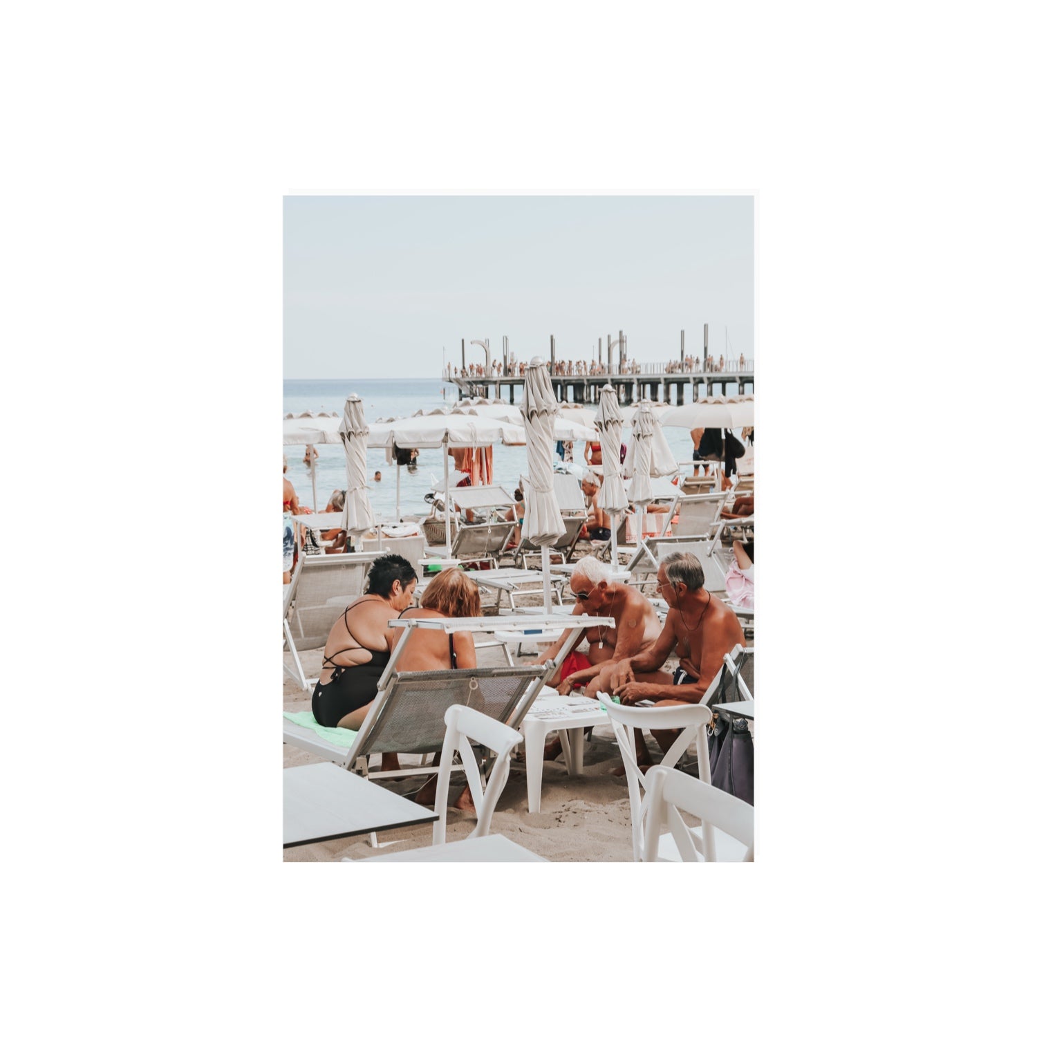 Salted Shuffle fine art print, Alassio, Italy, people and locals artwork, A2 · 59.4 x 42 cm, Unframed, Fine Art Canvas