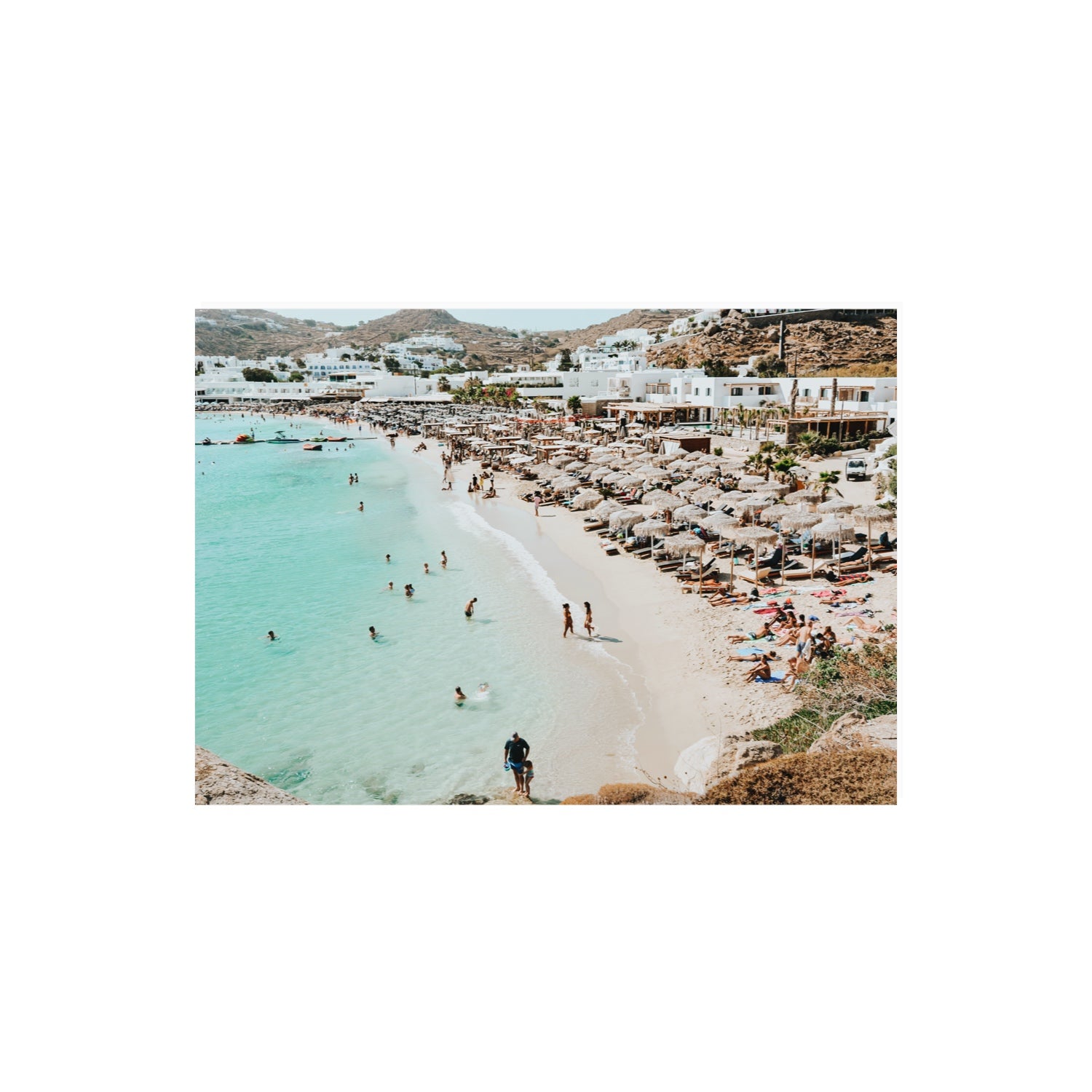 Aquaholic Mykonos Greek island wall art A2, 59.4 x 42 cm unframed fine art canvas