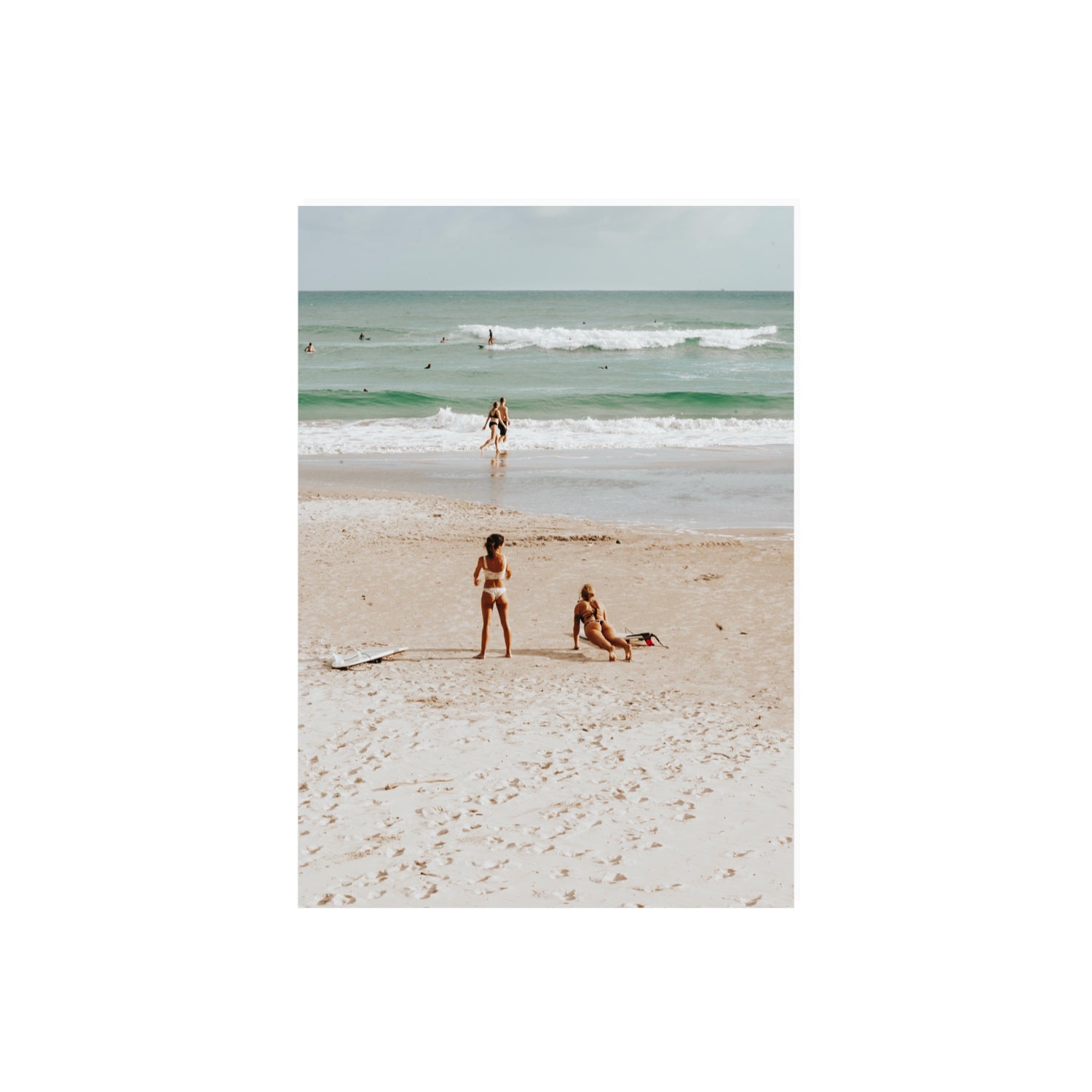 Gidget & Betty Byron Bay beach coastal wall art A2, 59.4 x 42 cm unframed fine art canvas