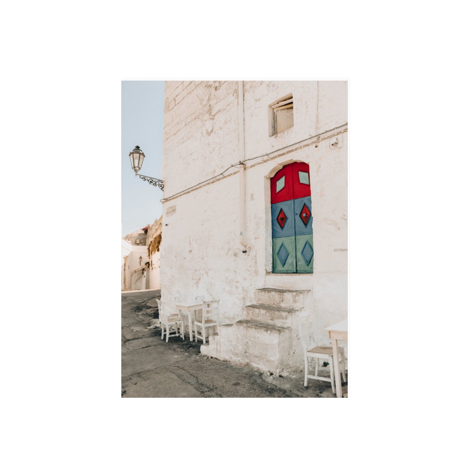 Doorway Delight Puglia Ostuni wall art 70 x 50 cm unframed fine art canvas