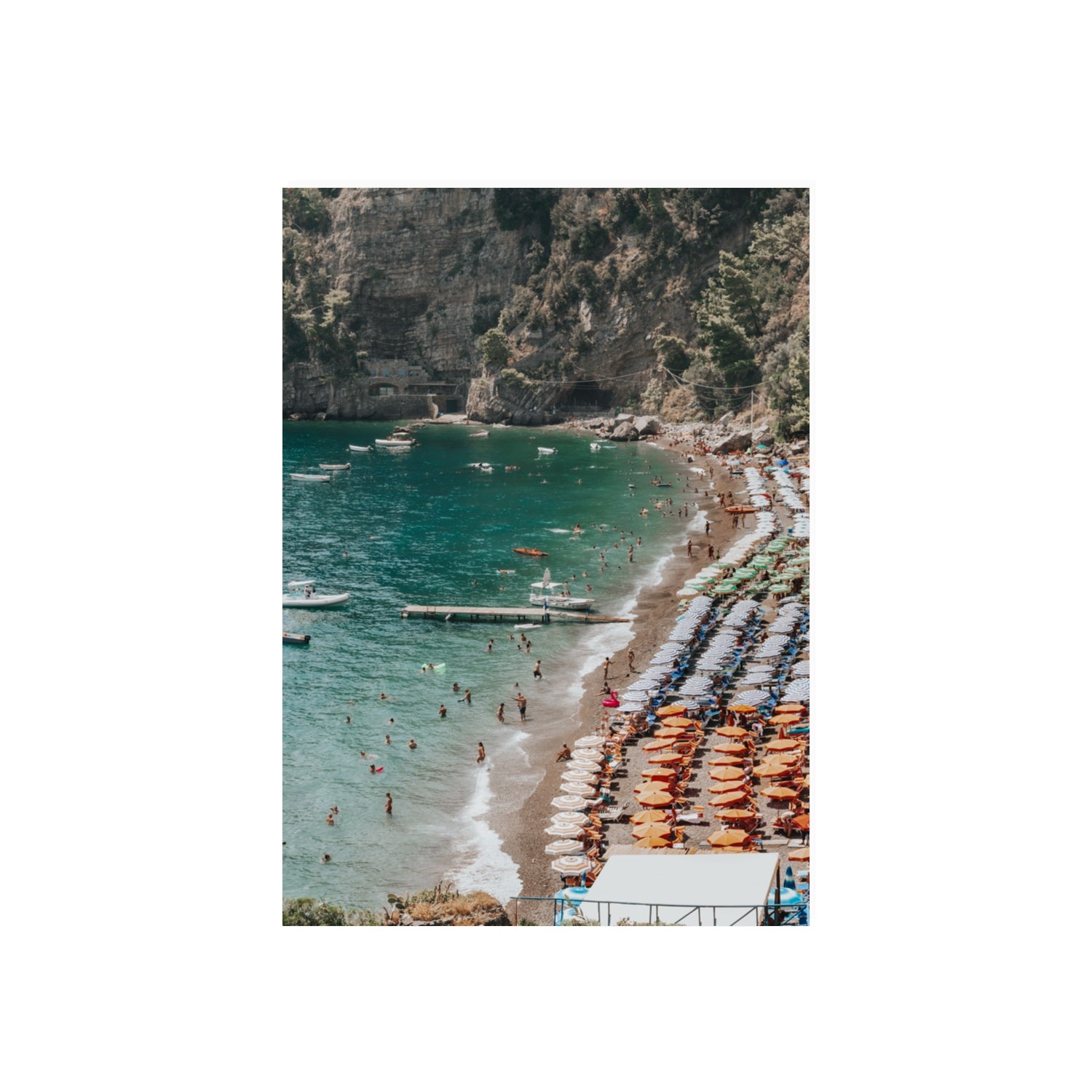 Parasol Panorama fine art print, Positano, Italy, 70 x 50 cm, Unframed, Fine Art Canvas