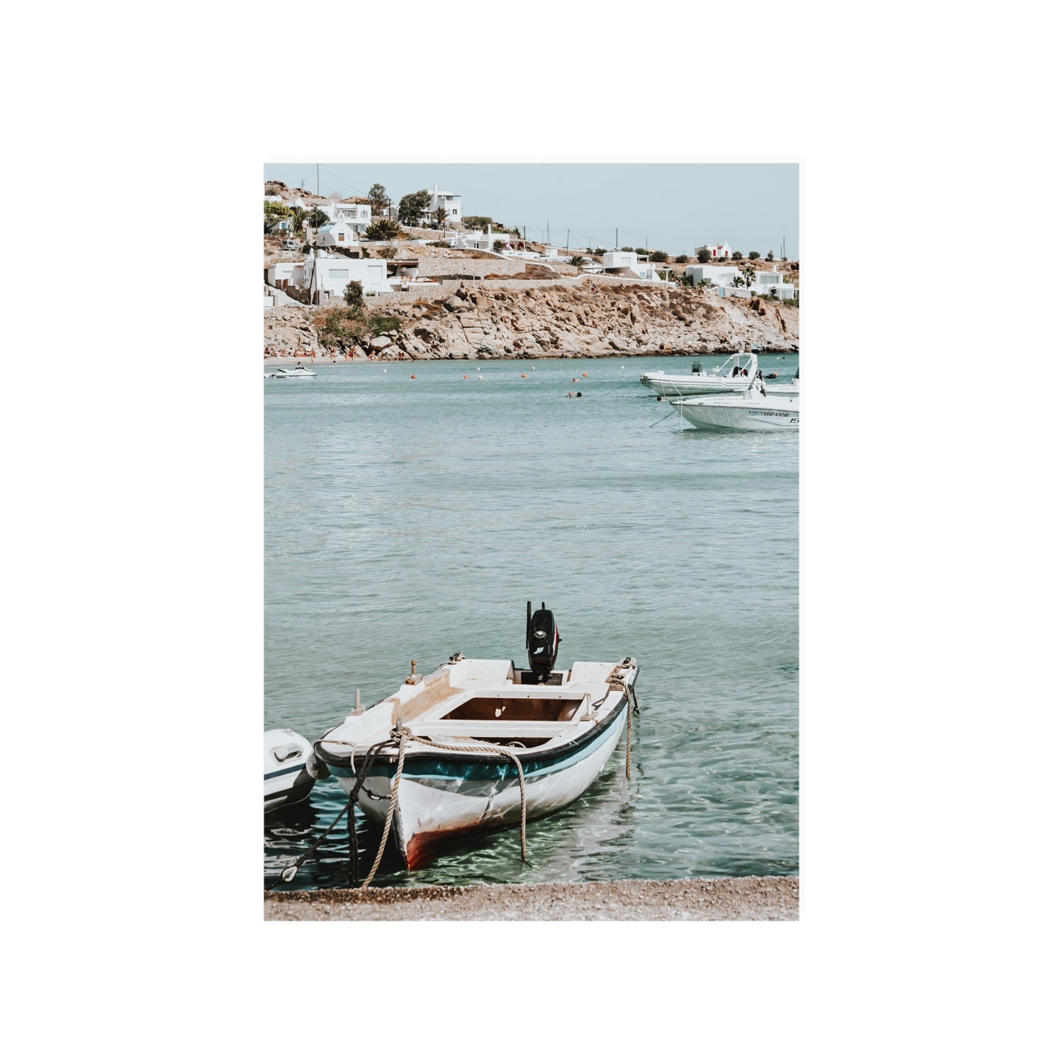 Classic Wheels Mykonos Greek island wall art A1, 84.1 x 59.4 cm unframed fine art canvas