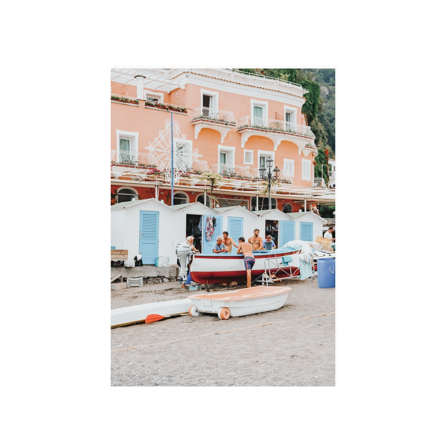 La Riunione della Mattina fine art print, Positano, Italy, A1 · 84.1 x 59.4 cm, Unframed, Fine Art Canvas