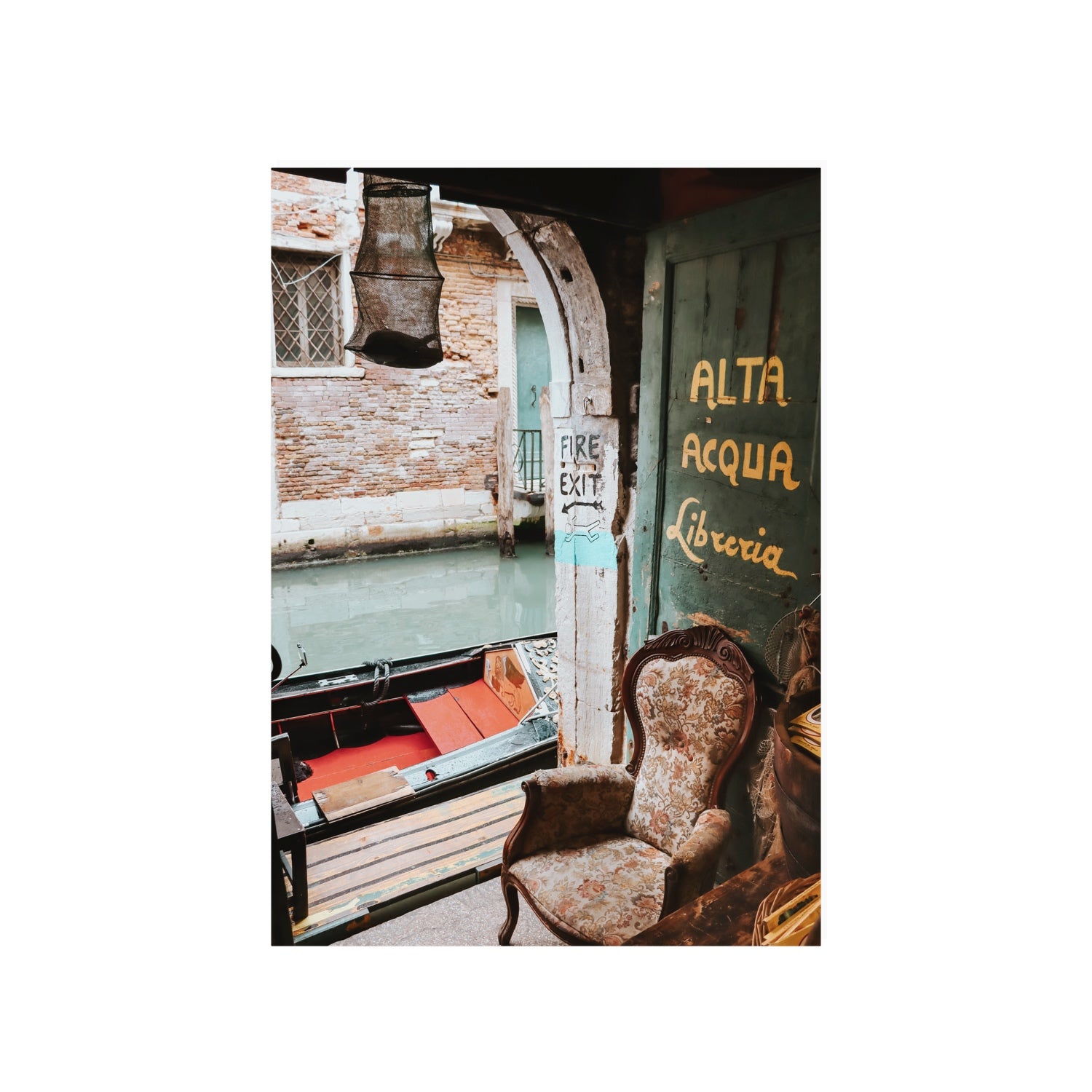 Alta Acqua Venice Bookstore wall art A1, 84.1 x 59.4 cm unframed fine art canvas