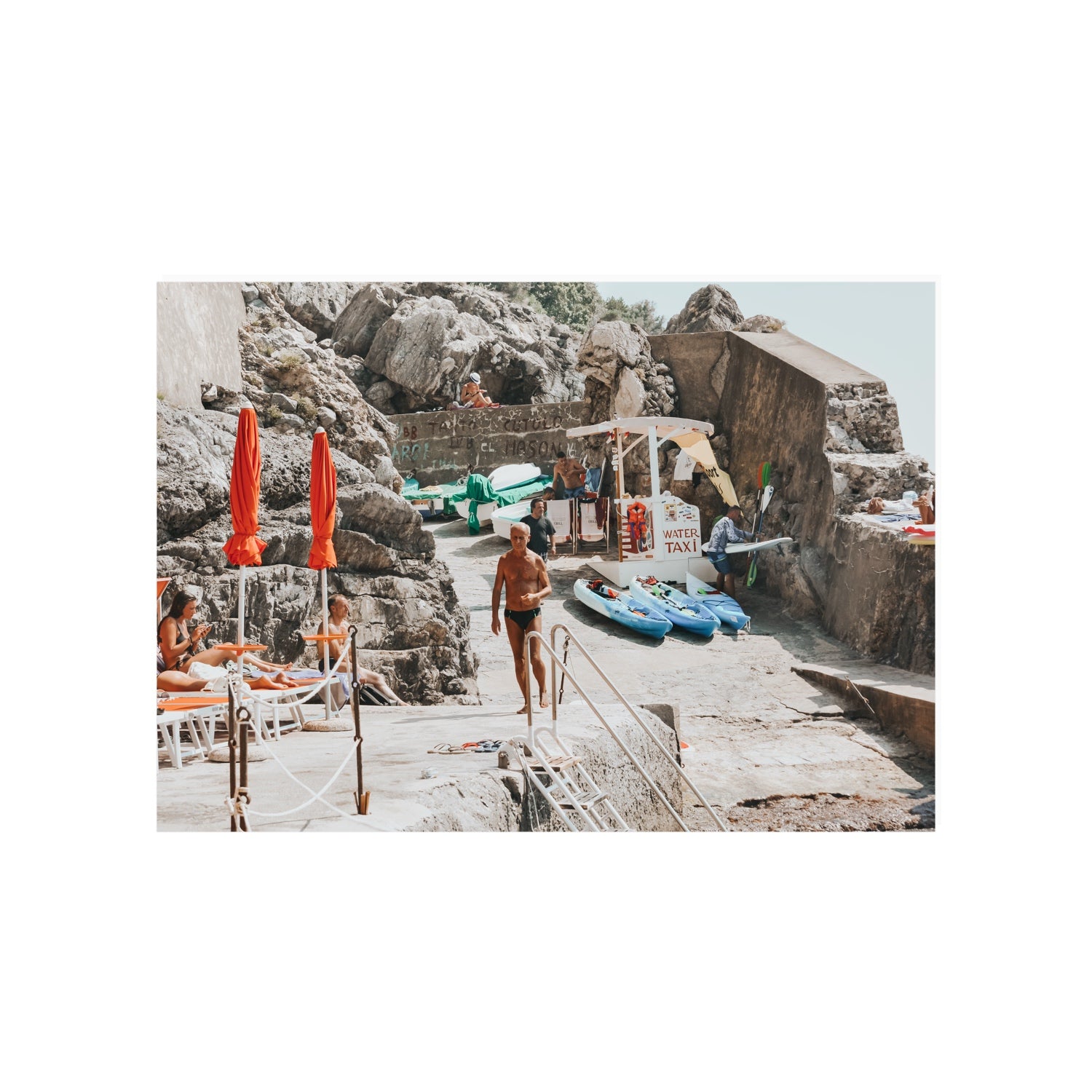 The Local Praiano Amalfi Coast Mediterranean wall art A1, 84.1 x 59.4 cm unframed fine art canvas