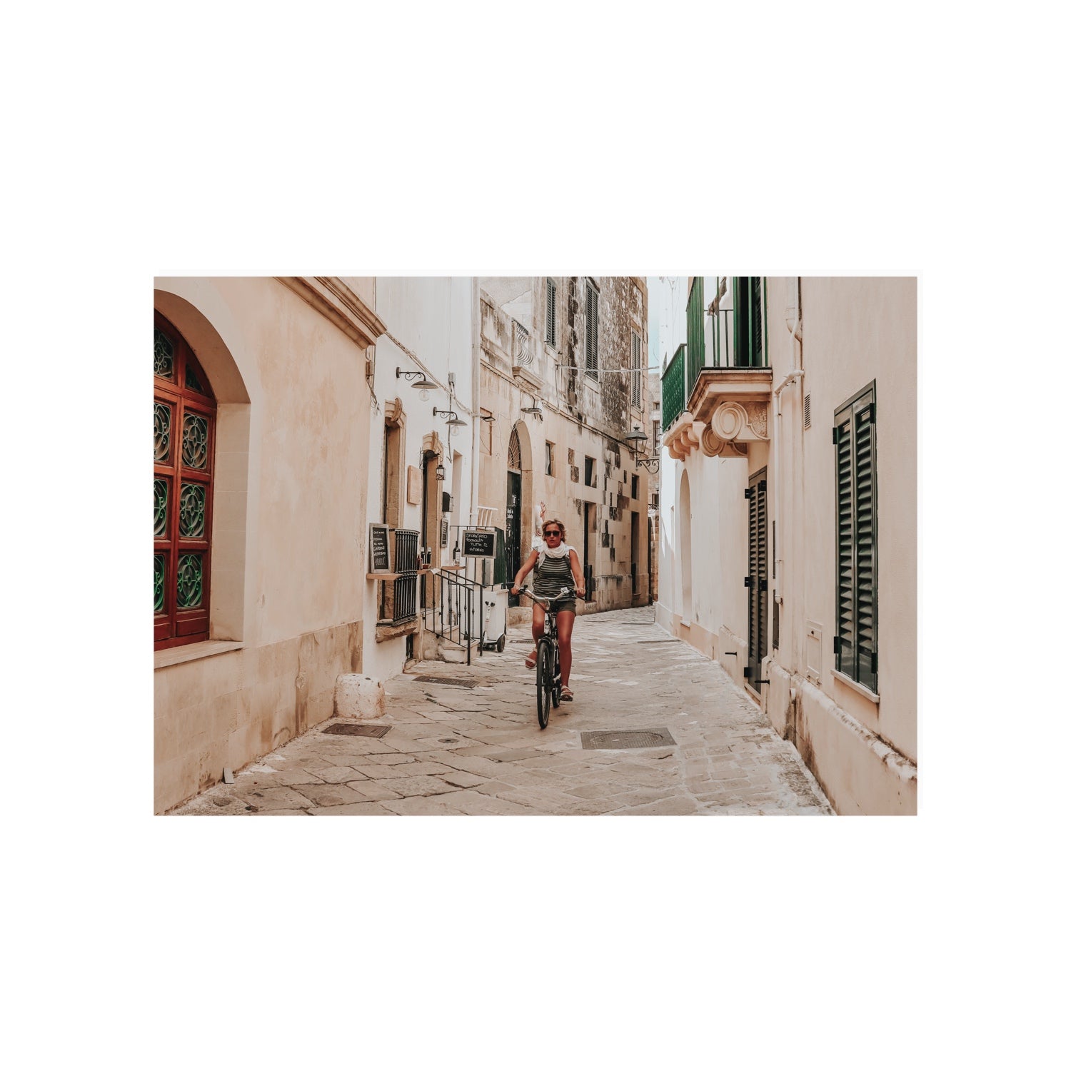 La Donna In Bicicletta Puglia Wall Italian fine art print A1, 84.1 x 59.4 cm unframed fine art canvas