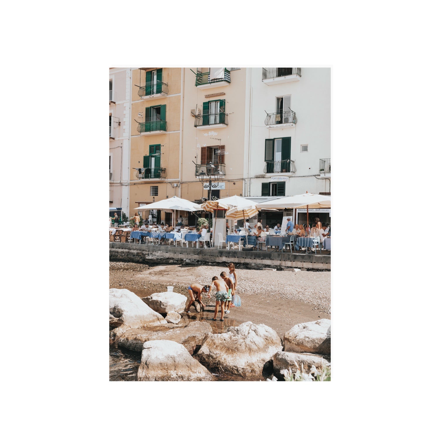 Sunny Playtime Sorrento coastal wall art A1, 84.1 x 59.4 cm unframed fine art canvas