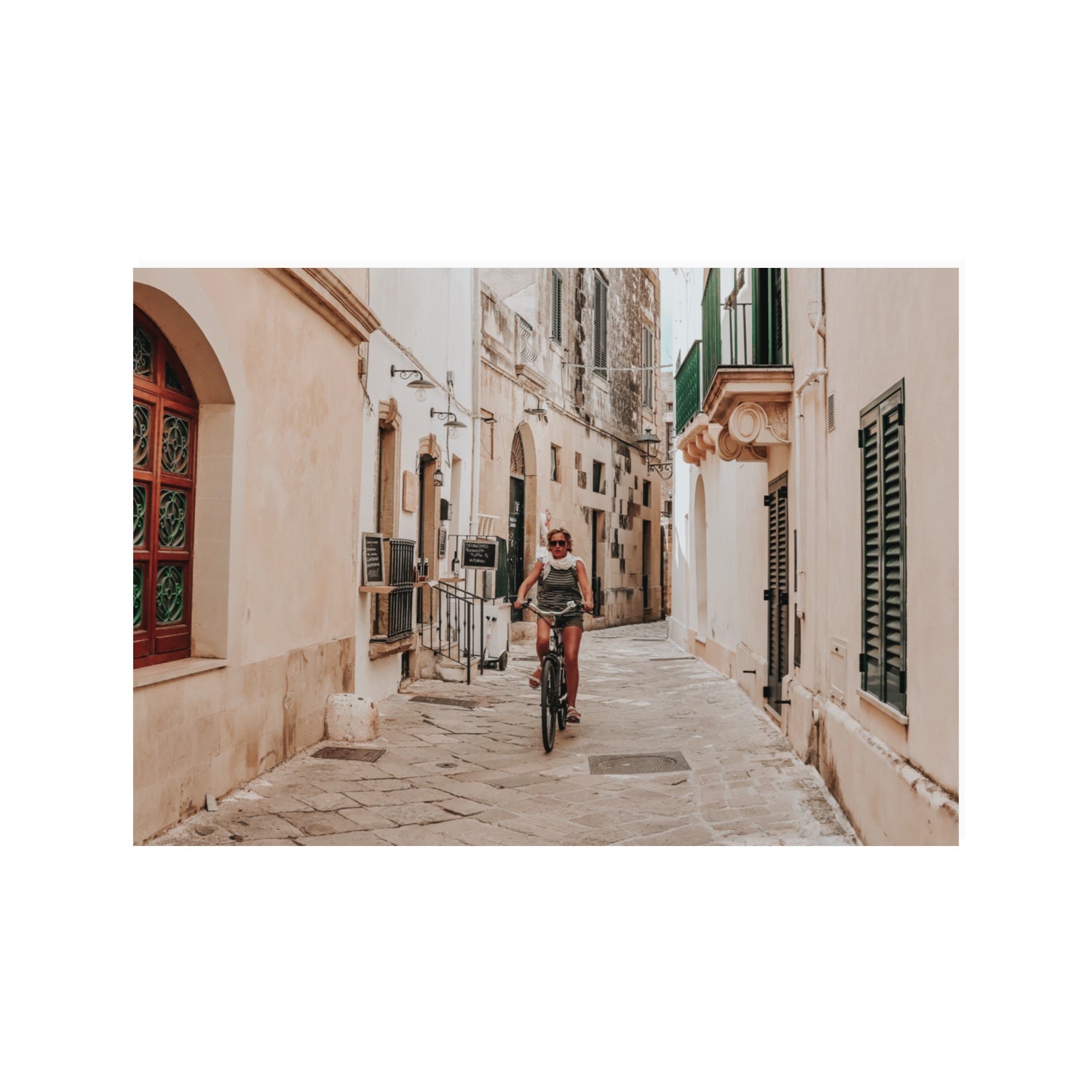 La Donna In Bicicletta Puglia Wall Italian fine art print 100 x 70 cm unframed fine art canvas