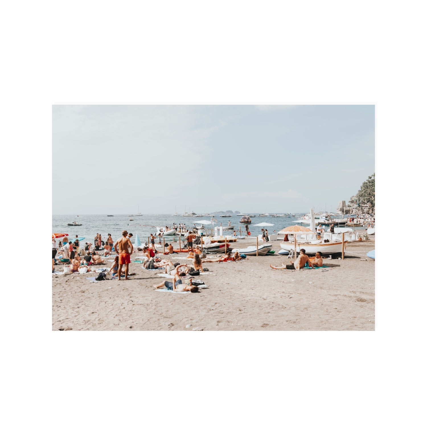 Beachy Vibes fine art print, Positano, Italy, 100 x 70 cm, Unframed, Fine Art Canvas