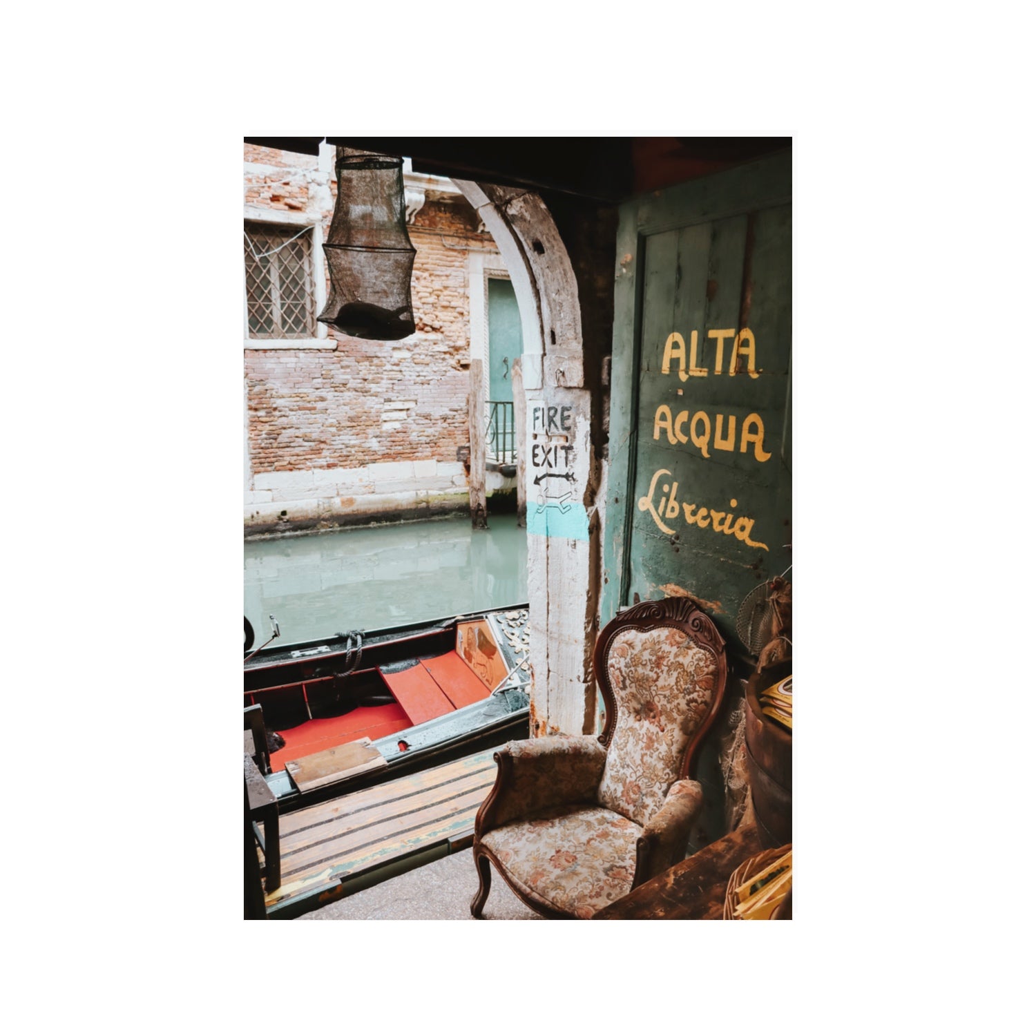 Alta Acqua Venice Bookstore wall art 100 x 70 cm unframed fine art canvas