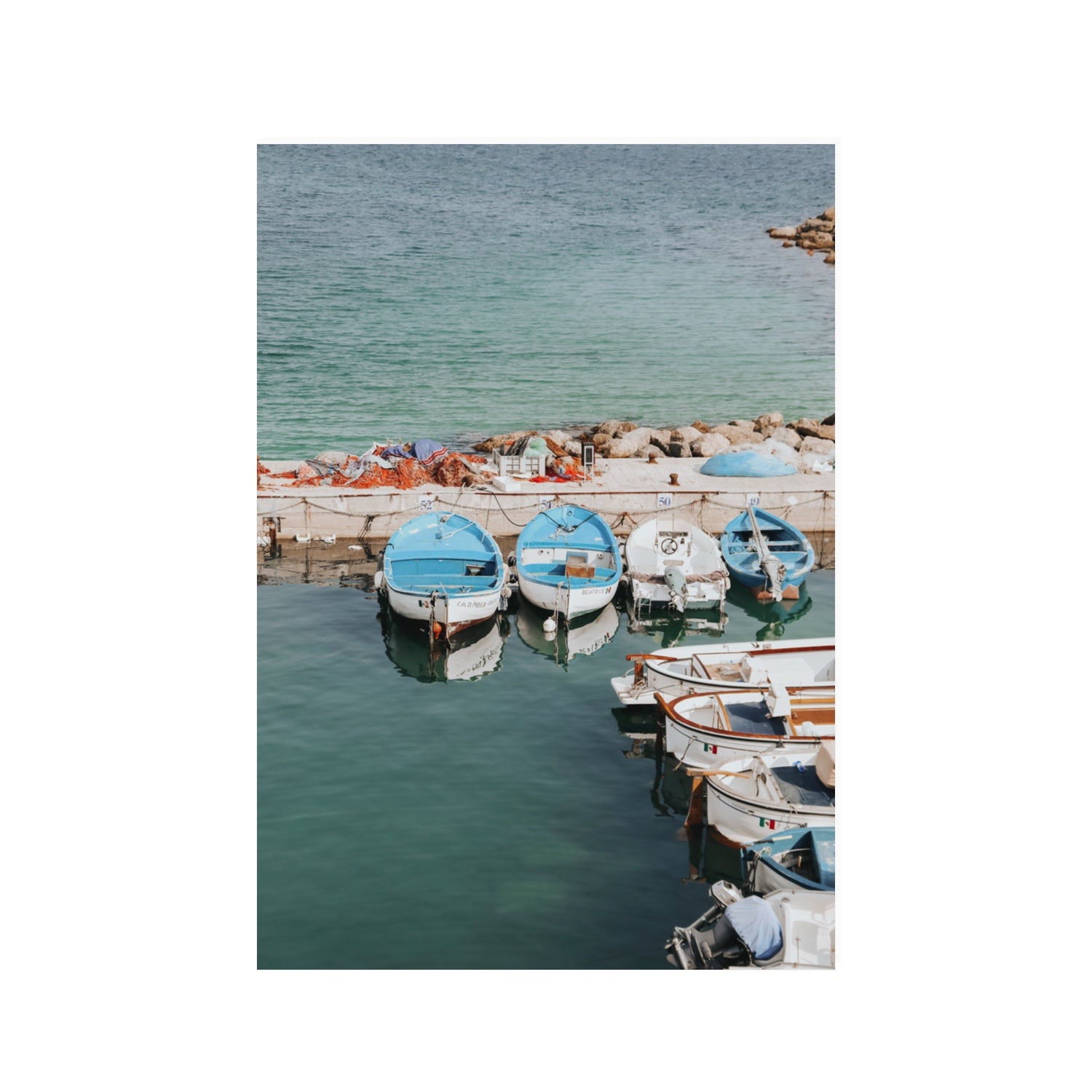 Maritime Memories Puglia Harbour Reflections coastal wall art 100 x 70 cm unframed fine art canvas