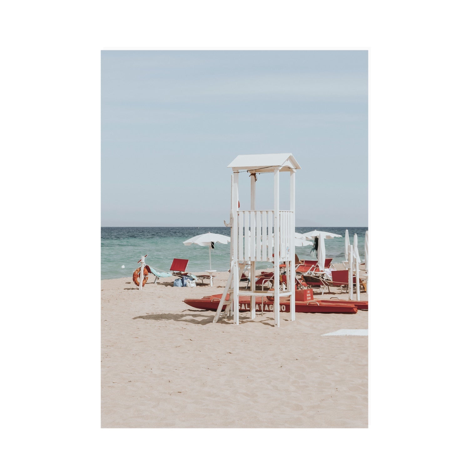 Barefoot Bliss Puglia beach Italian coastal decor wall art A0 unframed fine art canvas