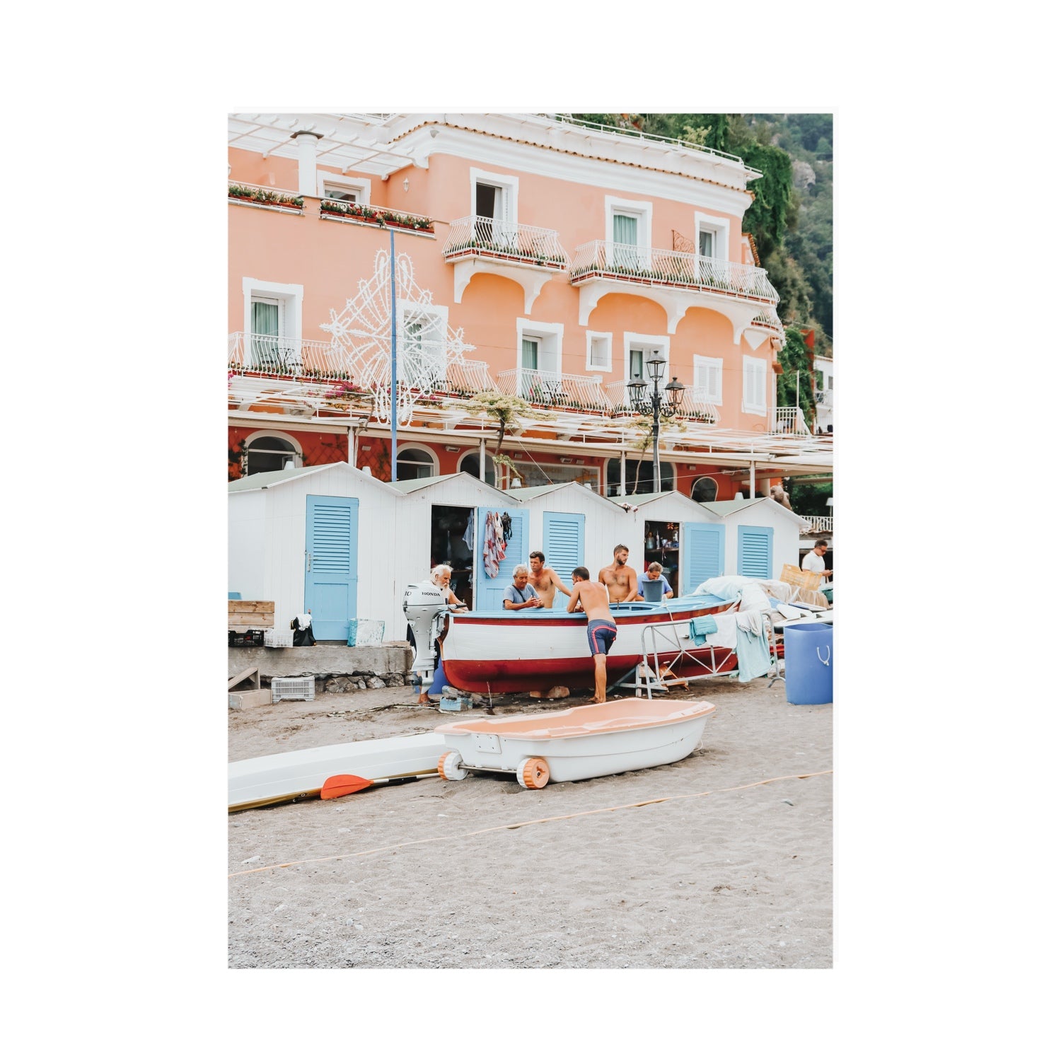 La Riunione della Mattina fine art print, Positano, Italy, A0 · 118.9 cm x 84.1 cm, Unframed, Fine Art Canvas