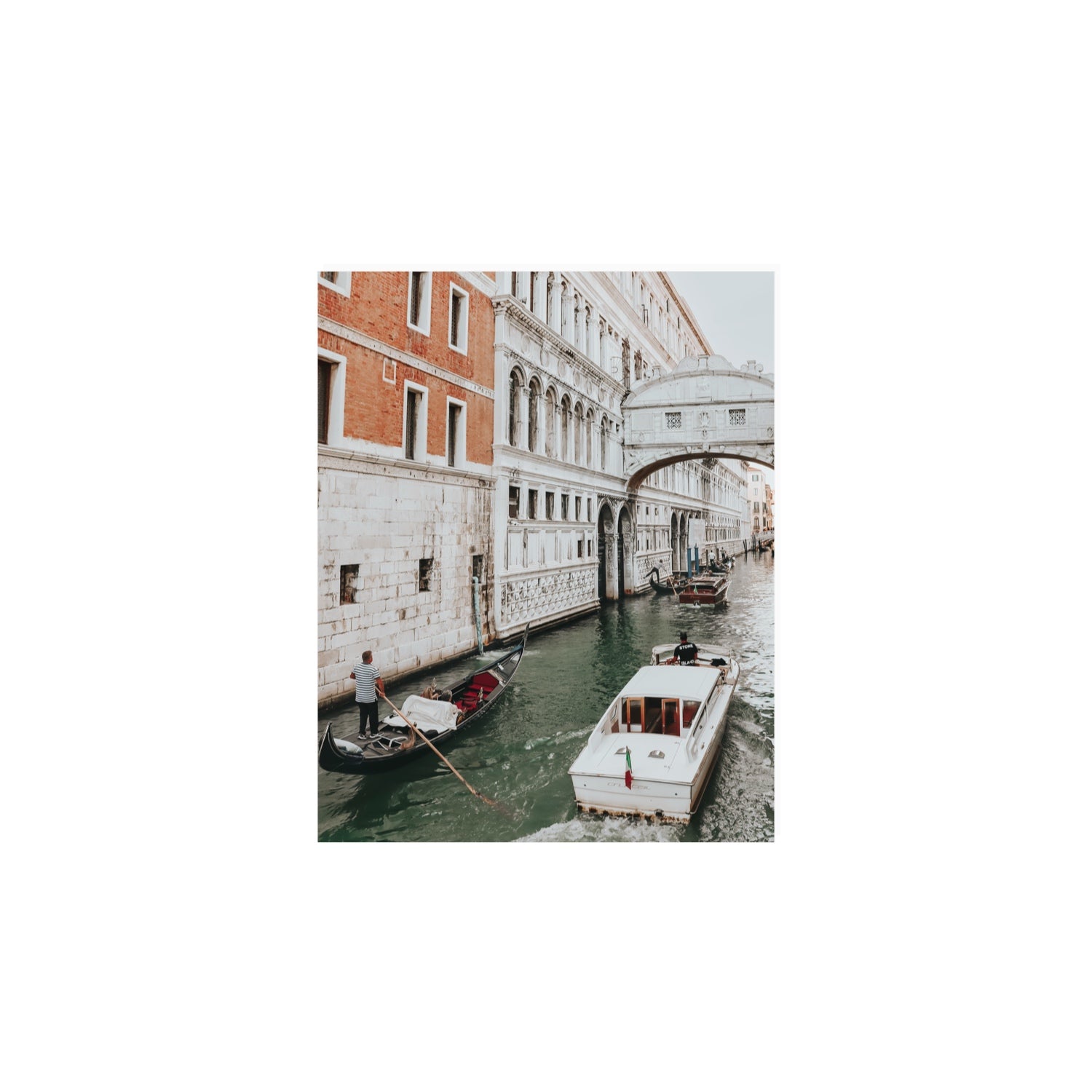 Under the Bridge Venice Gondola Italian wall art 8 x 10 in unframed fine art canvas