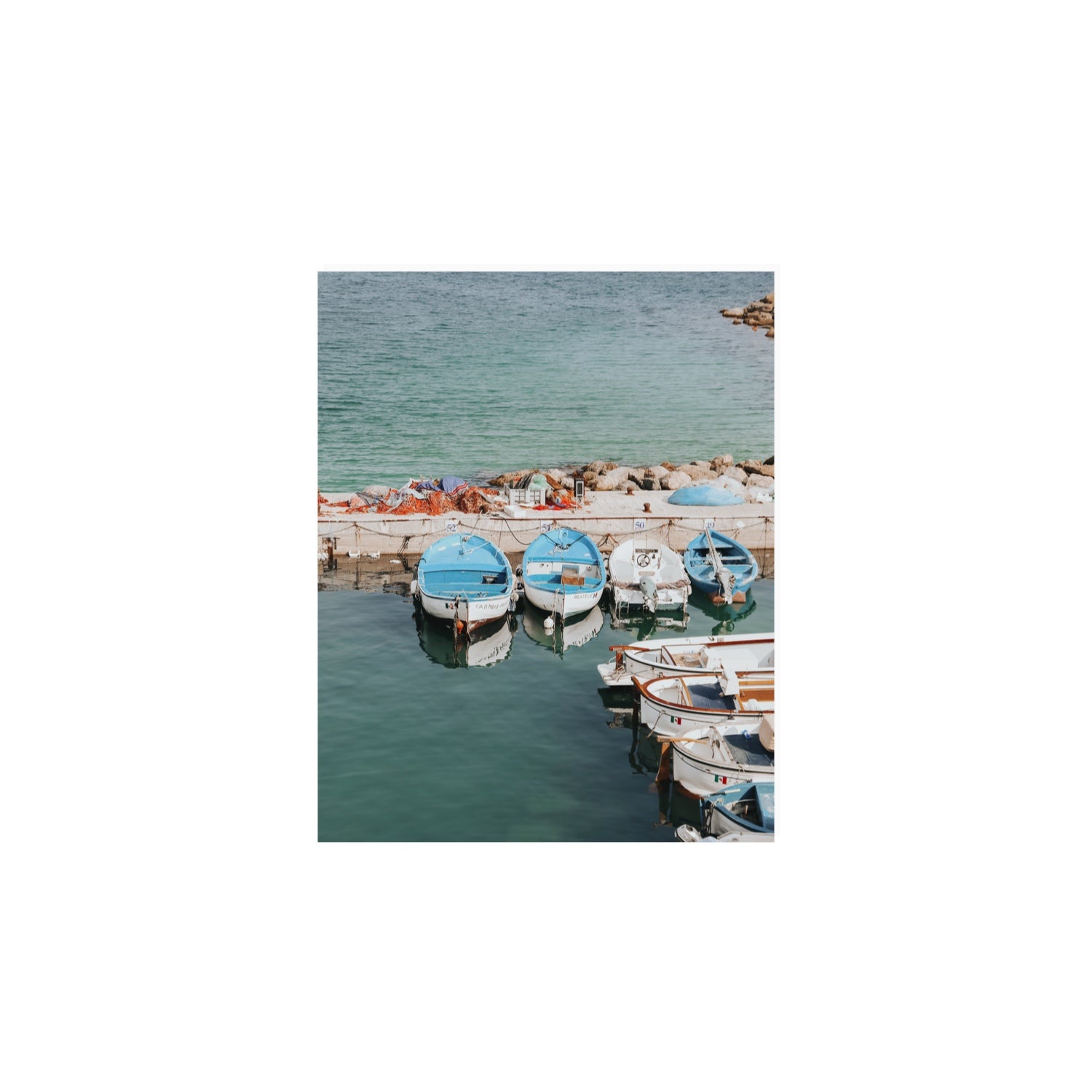 Maritime Memories Puglia Harbour Reflections coastal wall art 8 x 10 in unframed fine art canvas