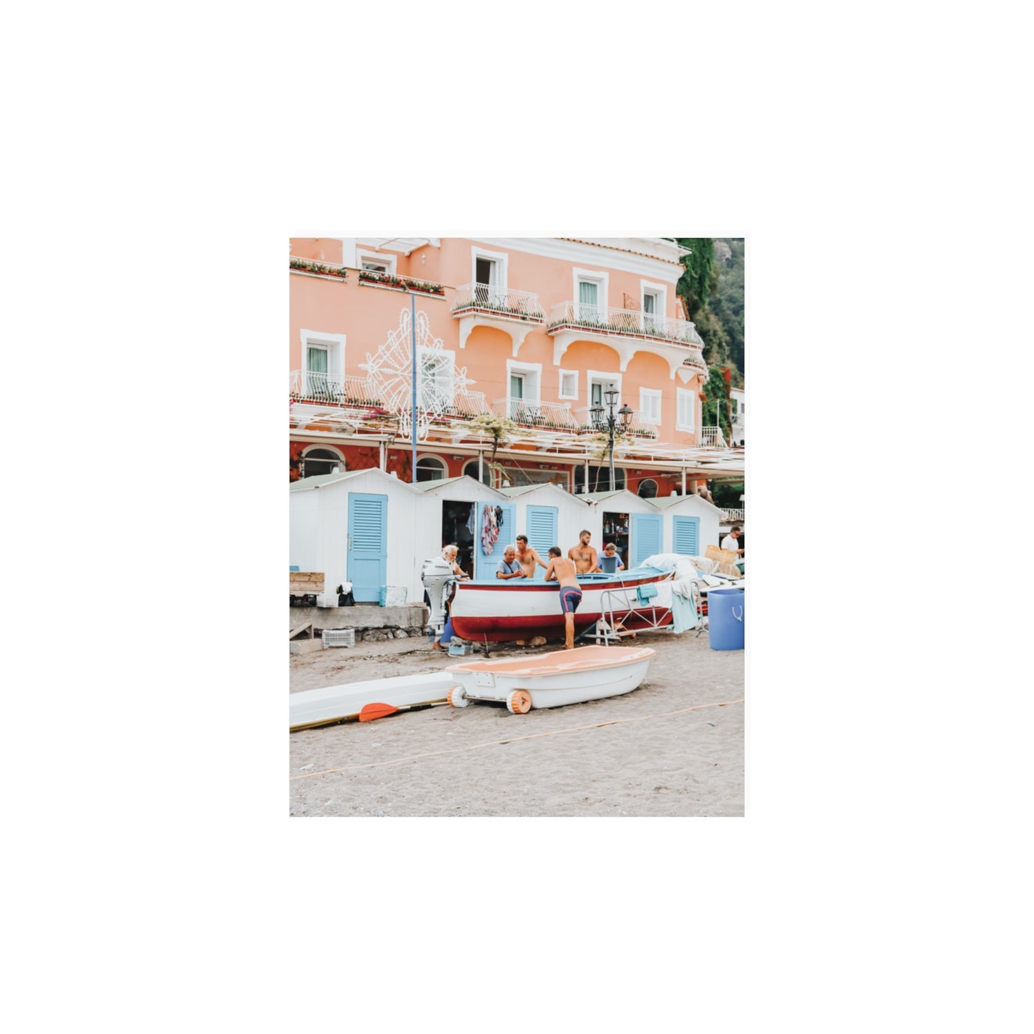 La Riunione della Mattina Positano wall art 11 x 14 in unframed fine art canvas