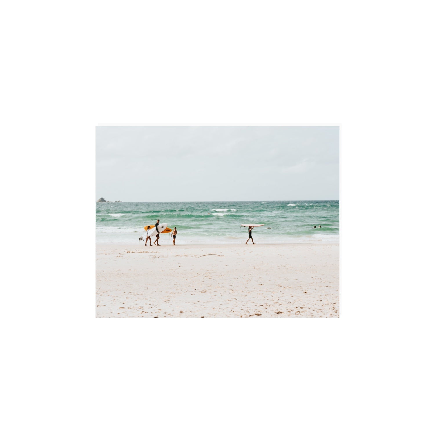 La Famiglia Byron Bay Family Surf coastal wall art 11 x 14 in unframed fine art canvas