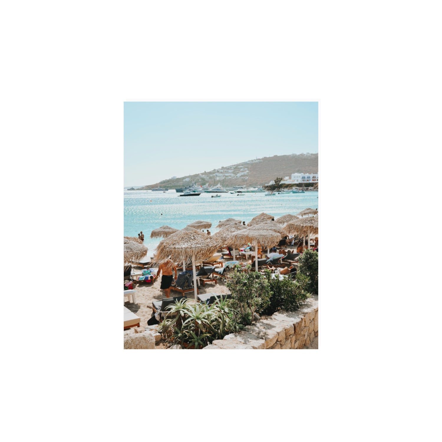 Beachside Huts Mykonos Greek island wall art 11 x 14 in unframed fine art canvas