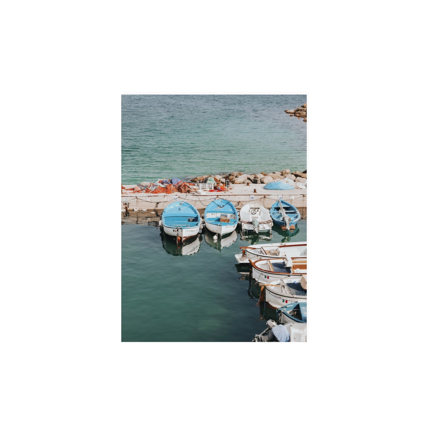 Maritime Memories Puglia Harbour Reflections coastal wall art 12 x 16 in unframed fine art canvas
