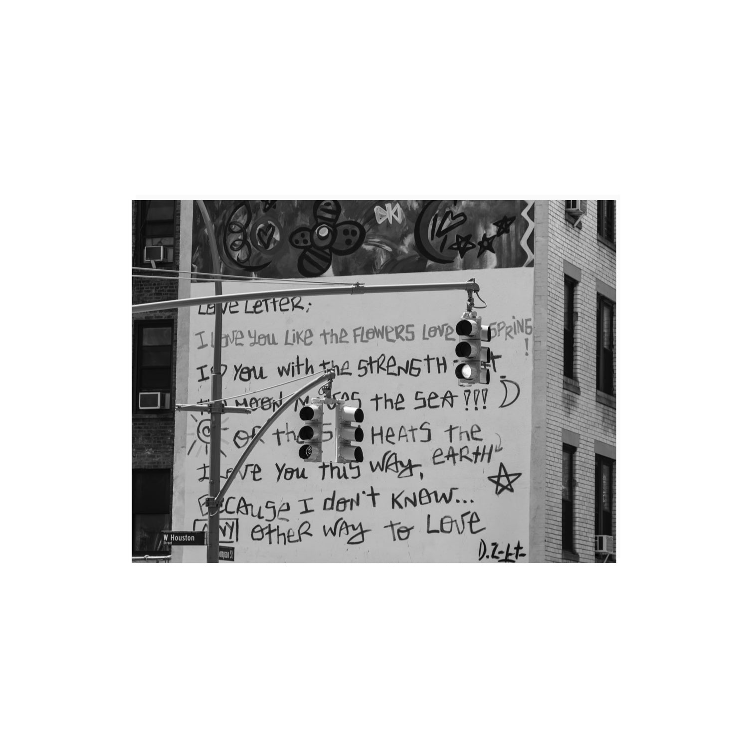 Love Letter New York NYC Black & White wall art 18 x 24 in unframed fine art canvas