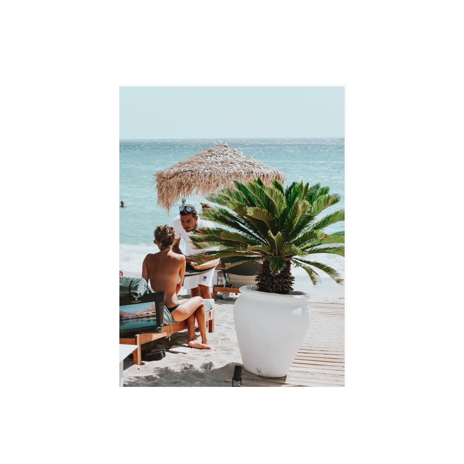 At Your Service Mykonos Greek island wall art 18 x 24 in unframed fine art canvas