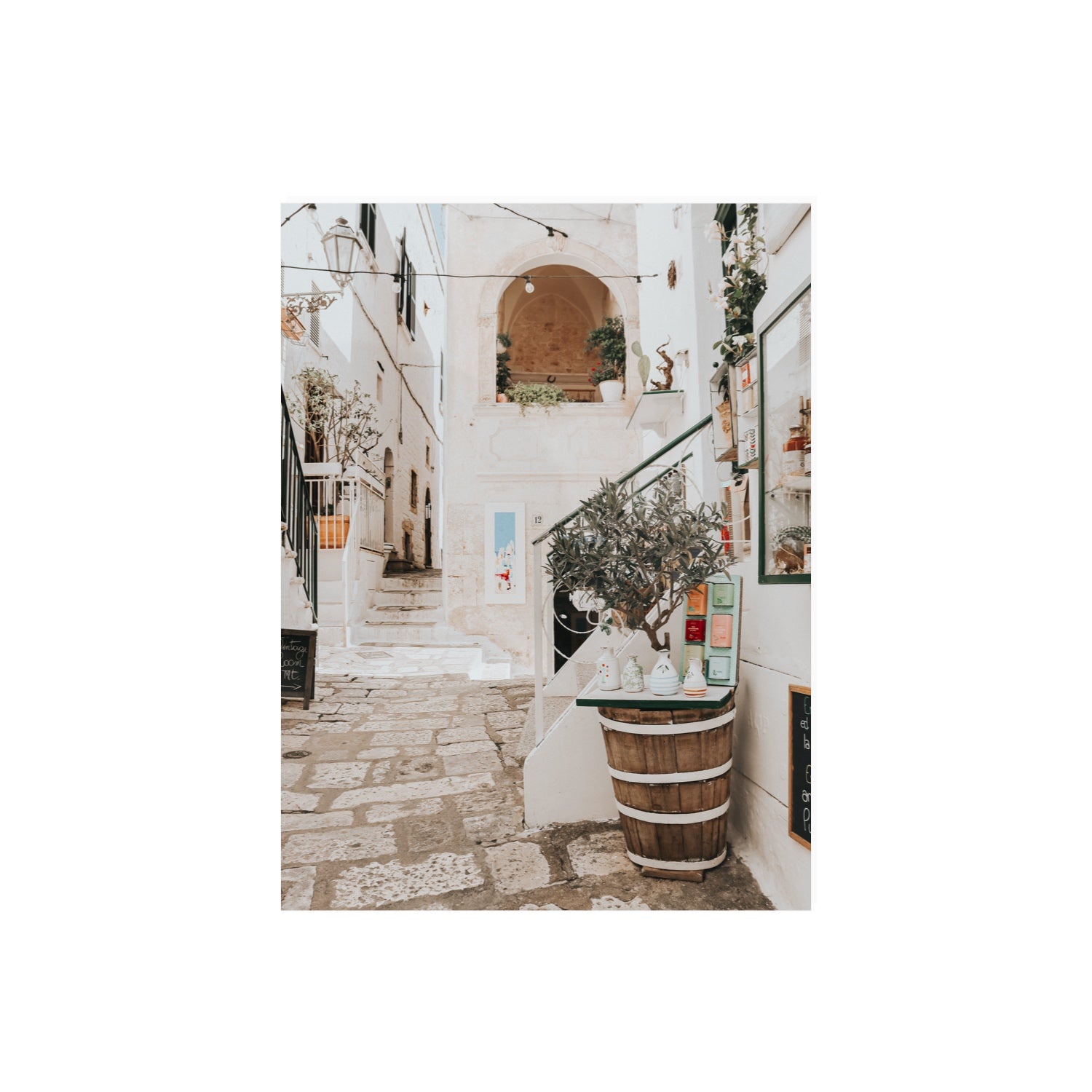 Olive Tree Lane Puglia Ostuni Mediterranean decor wall art 18 x 24 in unframed fine art canvas