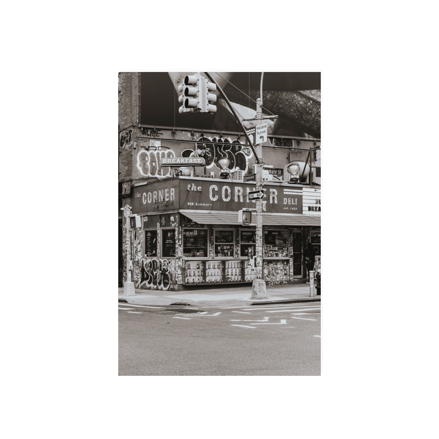 Soho Deli New York NYC Black & White wall art 20 x 30 in unframed fine art canvas