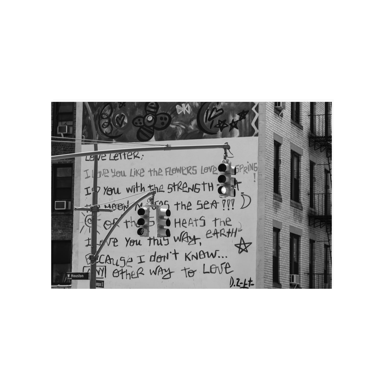 Love Letter New York NYC Black & White wall art 24 x 36 in unframed fine art canvas