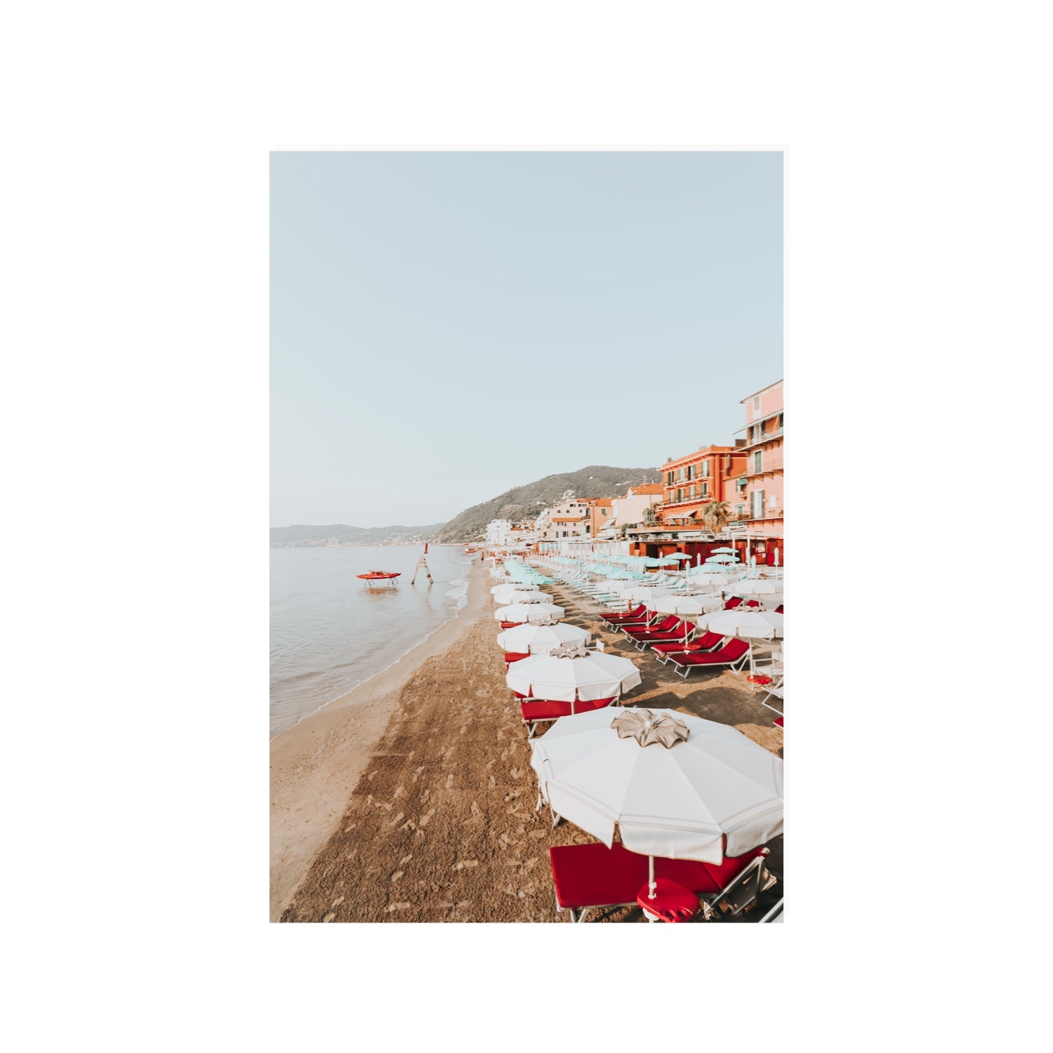 Italian Riviera fine art print, Alassio, Italy, coastal scenes artwork, 24 x 36 in, Unframed, Fine Art Canvas