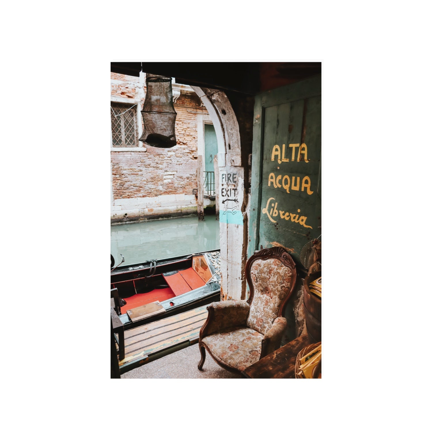 Alta Acqua Venice Bookstore wall art 24 x 36 in unframed fine art canvas