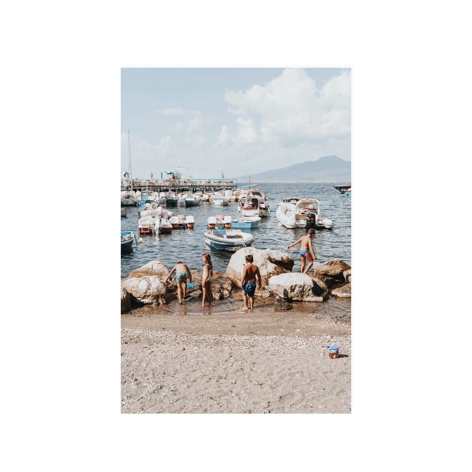 Searching For Treasures Sorrento coastal wall art 24 x 36 in unframed fine art canvas