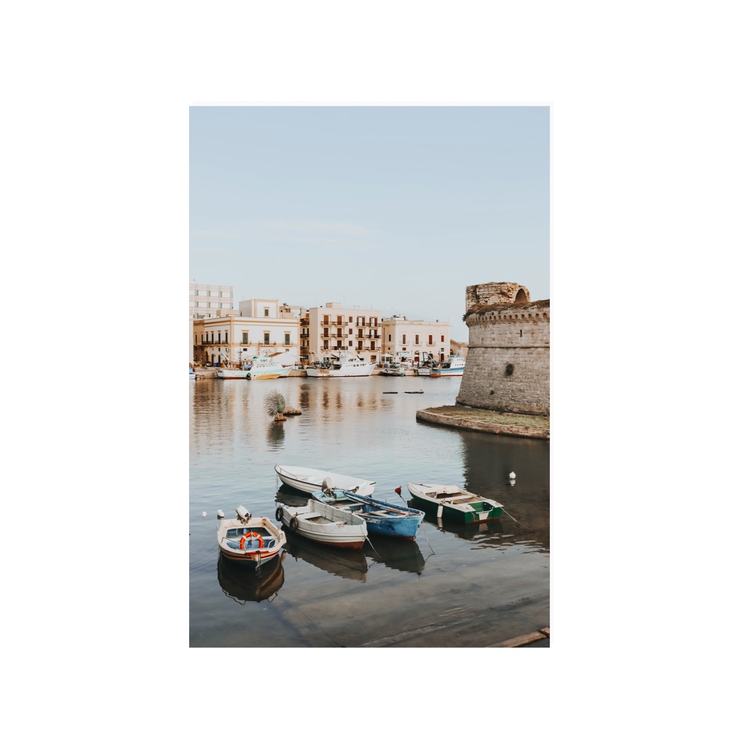 Gallipoli Harbour Puglia coastal wall art 24 x 36 in unframed fine art canvas