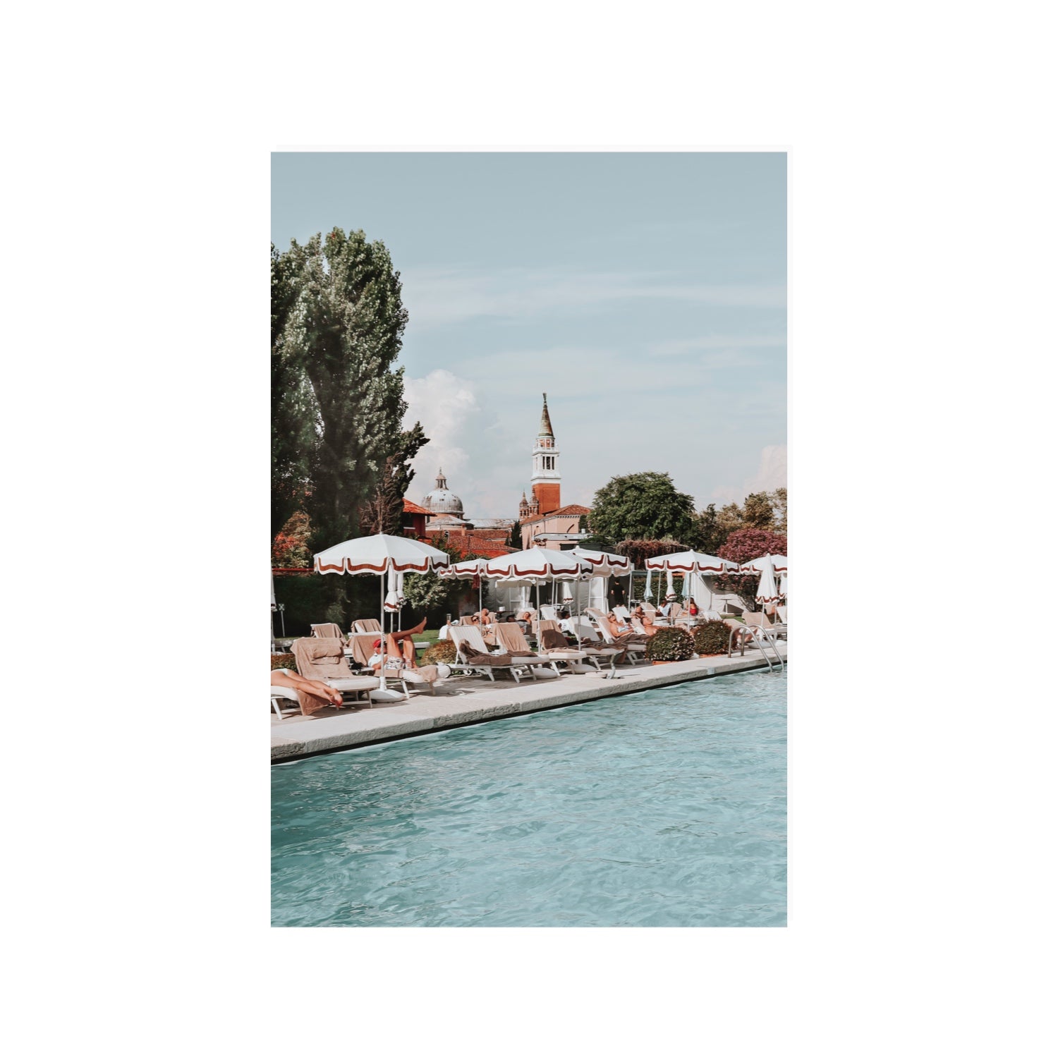 Poolside Perch Venice Italian wall art 24 x 36 in unframed fine art canvas