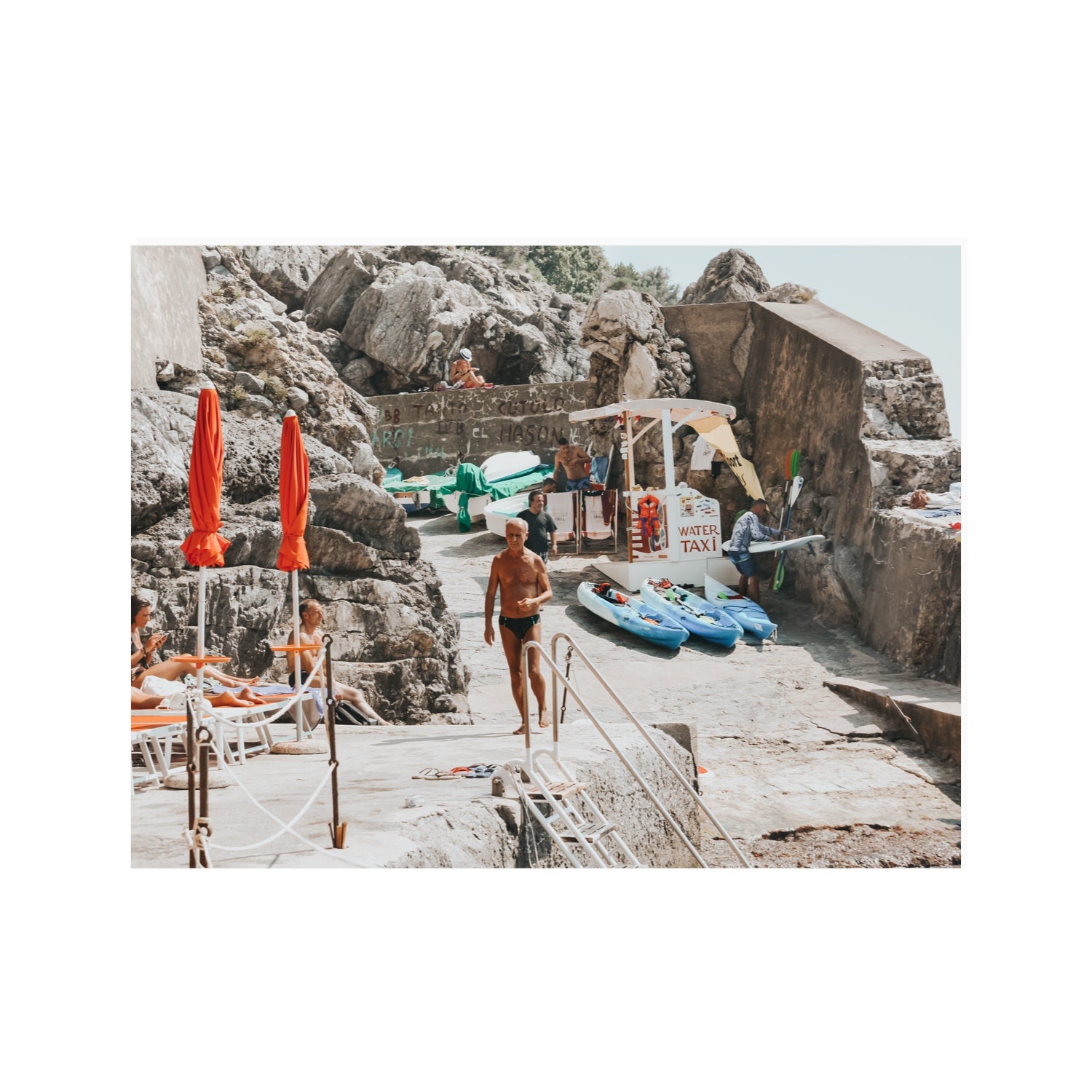 The Local Praiano Amalfi Coast Mediterranean wall art 30 x 40 in unframed fine art canvas
