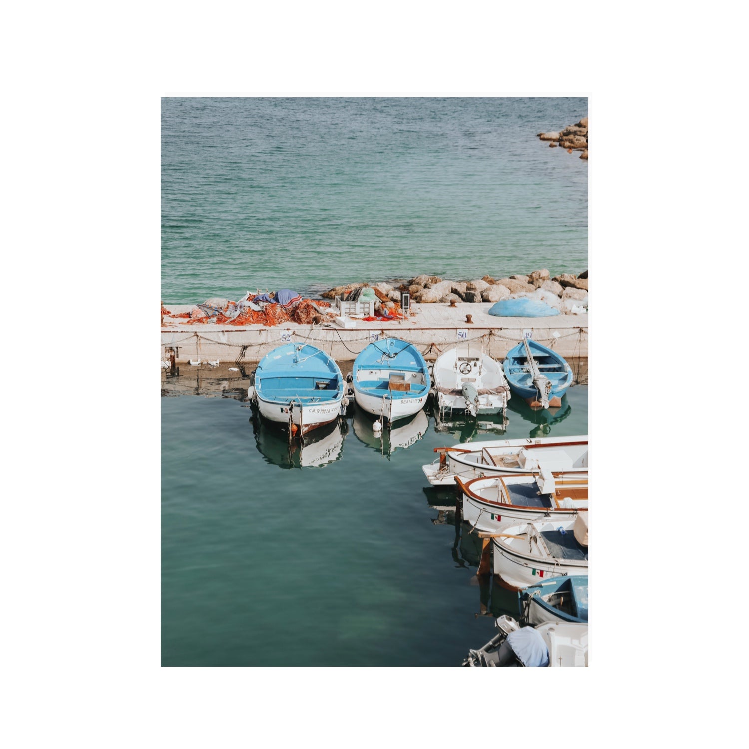 Maritime Memories Puglia Harbour Reflections coastal wall art 30 x 40 in unframed fine art canvas